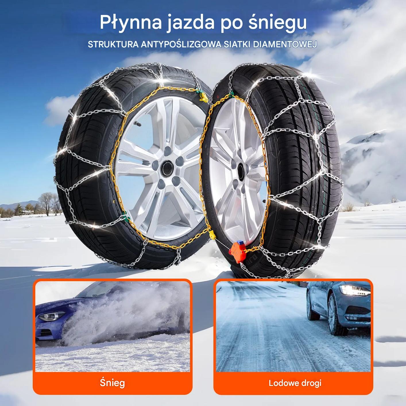 Łańcuchy śniegowe 2 szt. stalowe uniwersalne do opon srebrne - obrazek 6
