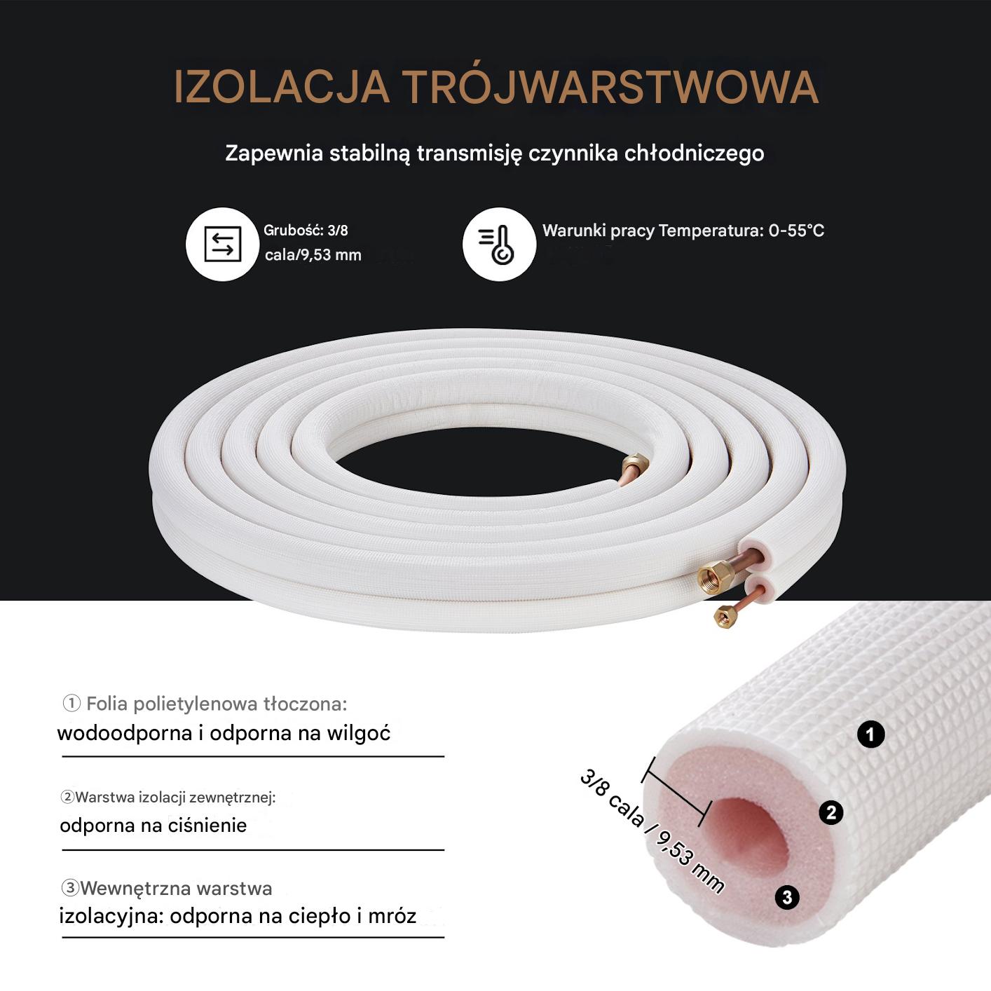 Zestaw do Klimatyzacji Miedziany Przewód 6,4 x 12,7 x 7620 mm - obrazek 5