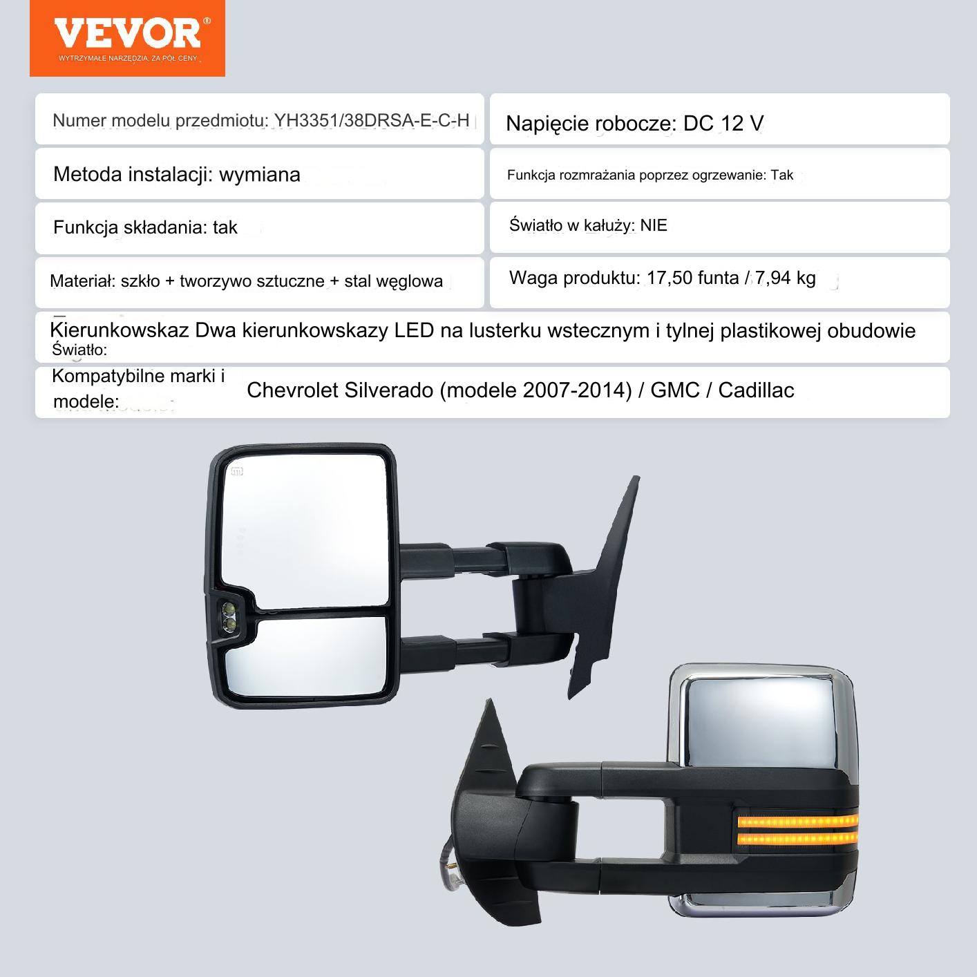Podgrzewane Lusterka Holownicze do Chevrolet Silverado (2007-2014) - obrazek 7