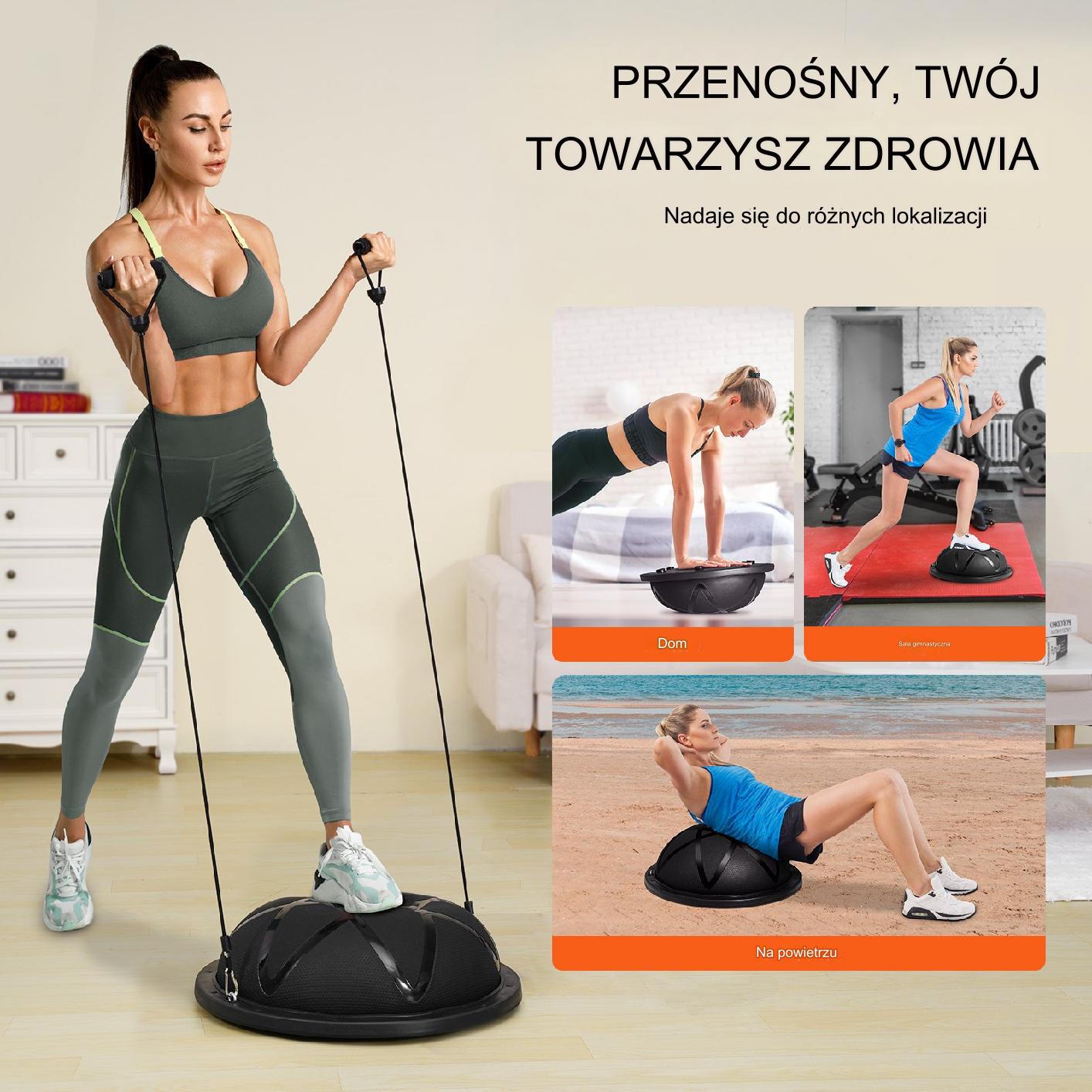 Platforma do balansowania półpiłka balansowa ćwiczeń gimnastyka czarna - obrazek 6