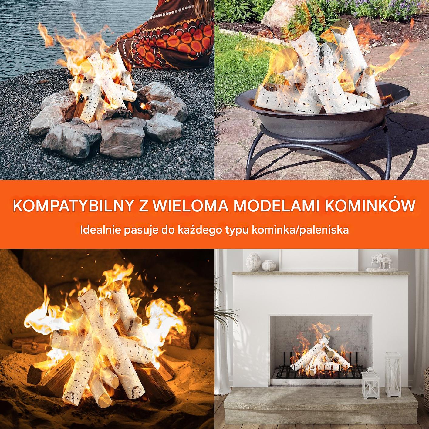 Drewno kominkowe 6 szt. ceramiczne imitujące brzozę - do kominka gazowego - obrazek 3