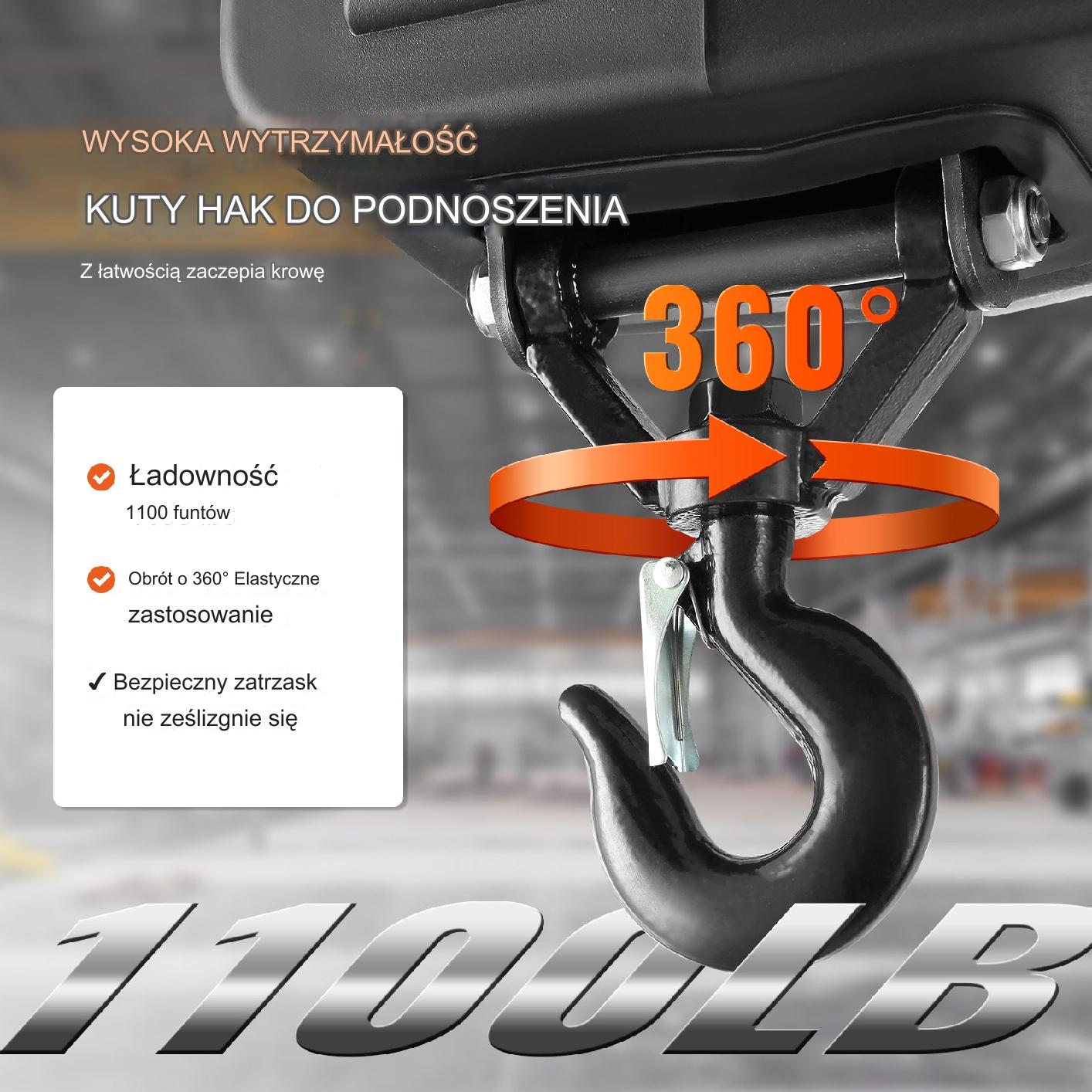 2 w-1 Przenośna Wciągarka Elektryczna 500 kg Bezprzewodowy Pilot - obrazek 6