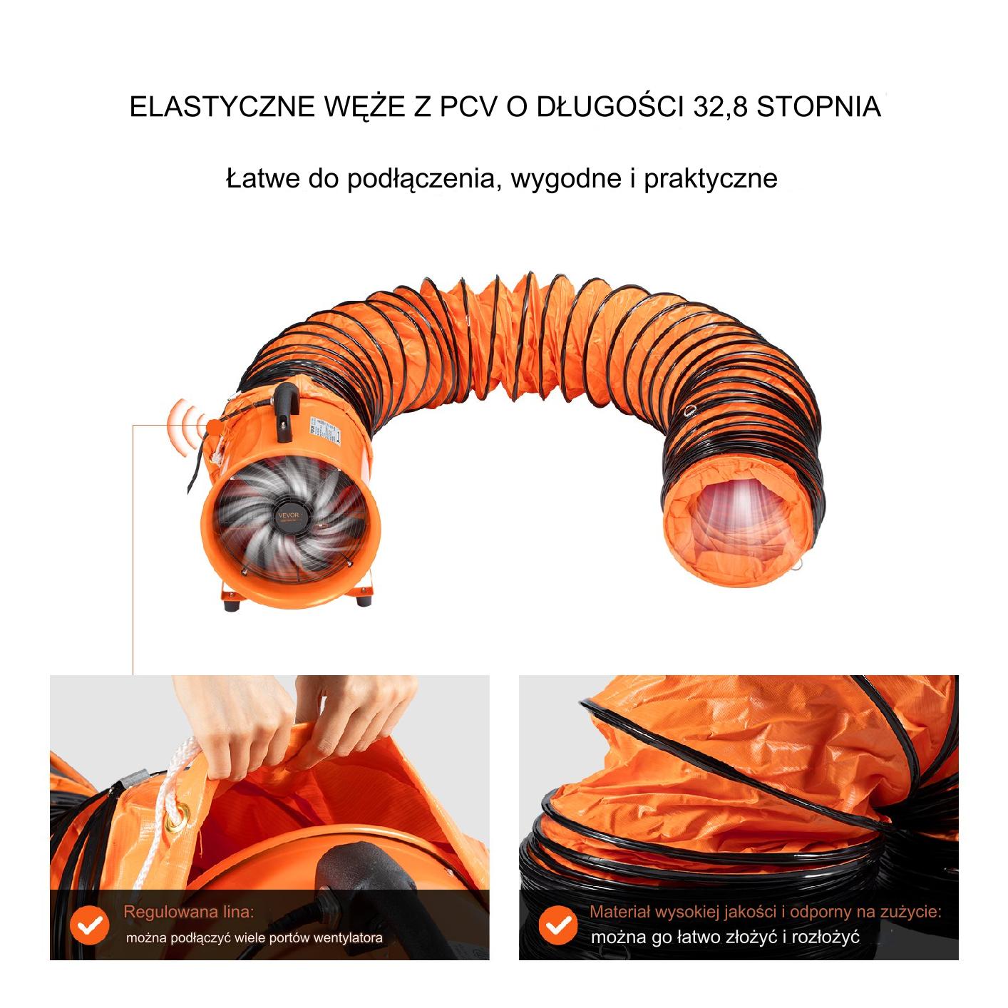 Wyciągowy wentylator przemysłowy budowlany wąż 30 cm 10 m - obrazek 4