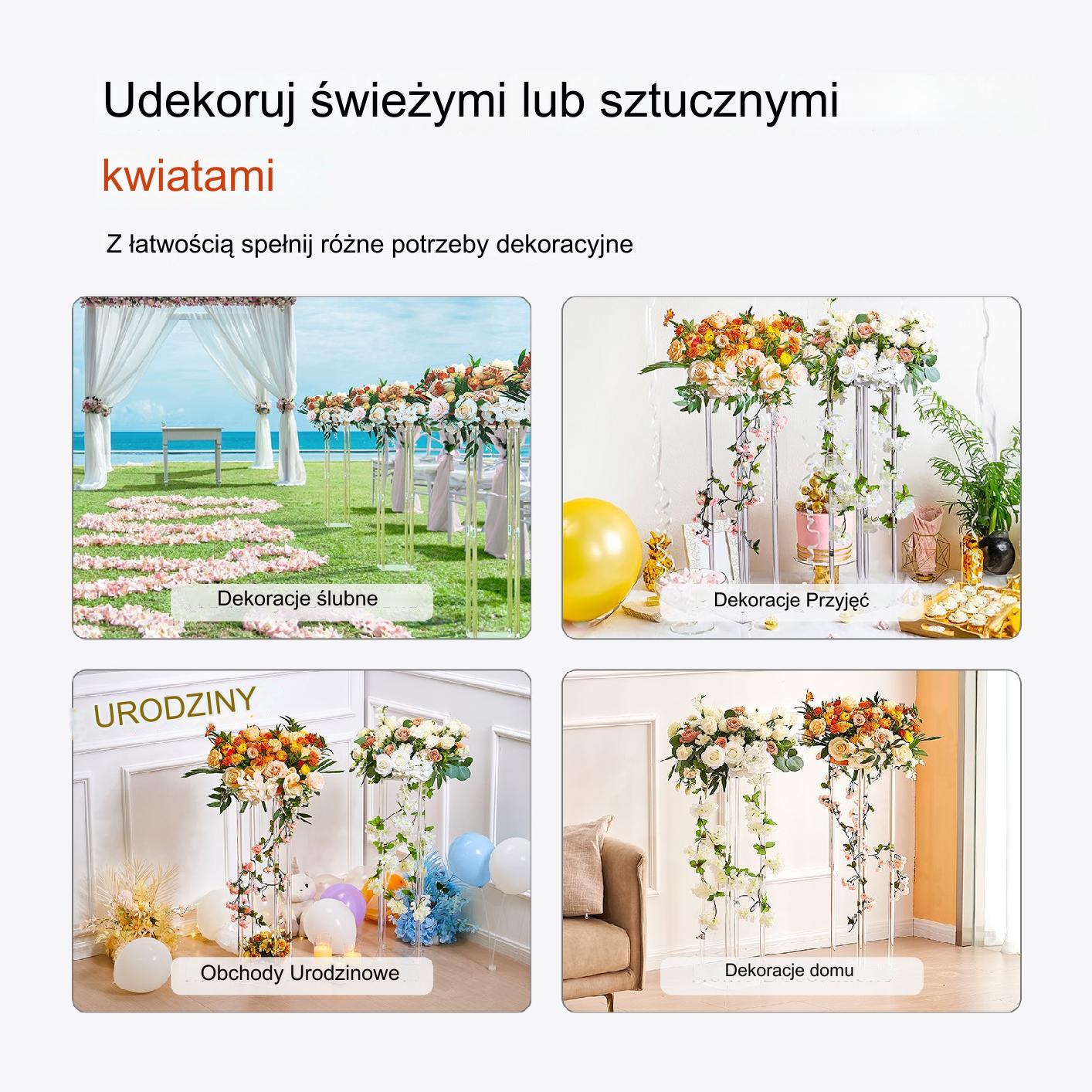 Stojak weselny na salę biały ślub wesele kwietnik kwiaty 10 sztuk 60 cm - obrazek 5