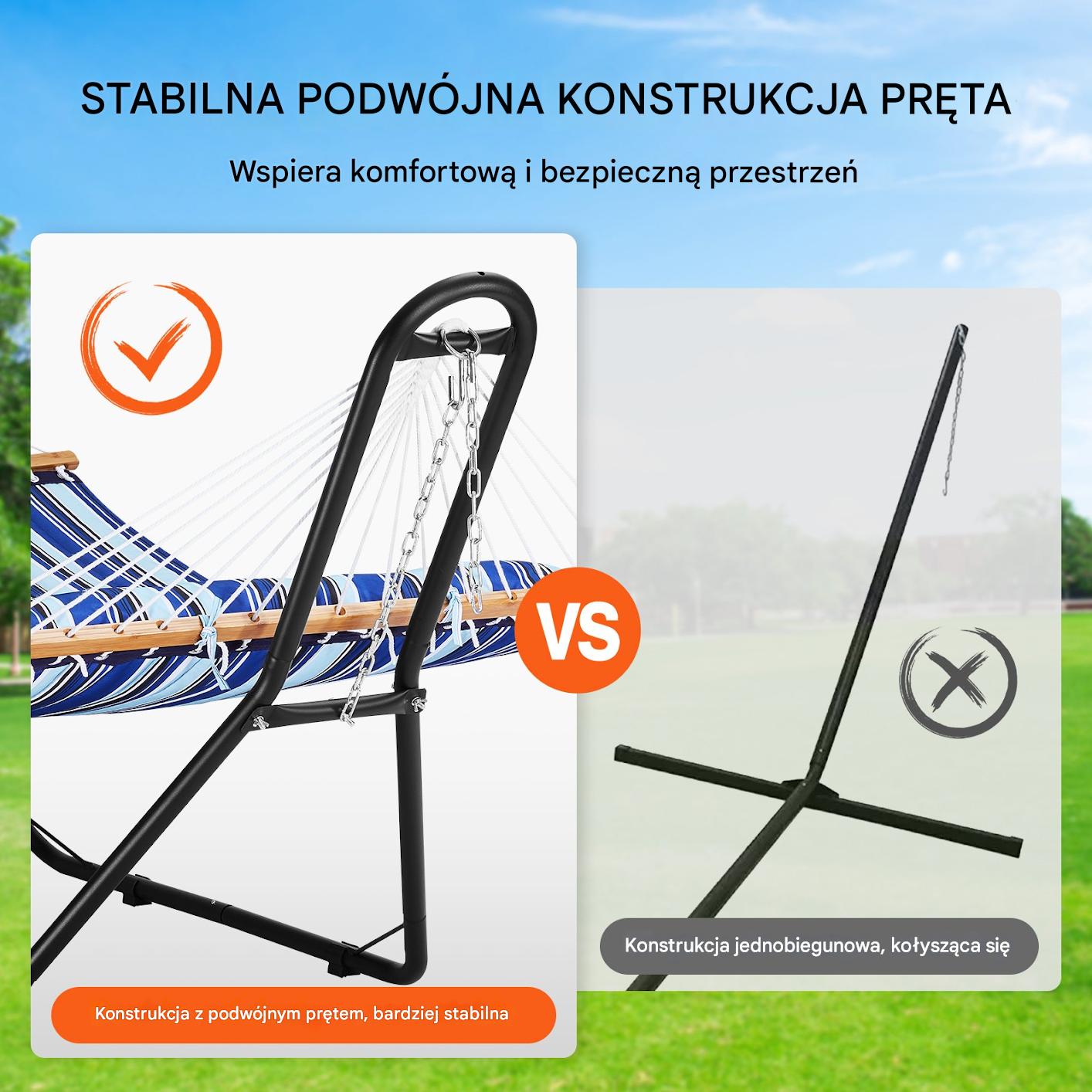Stojak Stalowy do Hamaka 204 kg – Uniwersalna Rama na Hamak 2,1–3,9 m - obrazek 4