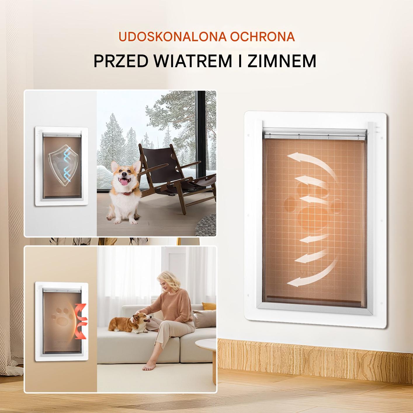 Klapa ścienna dla psa kotów zamek metalowa rama uszczelnienie magnetyczne - obrazek 3