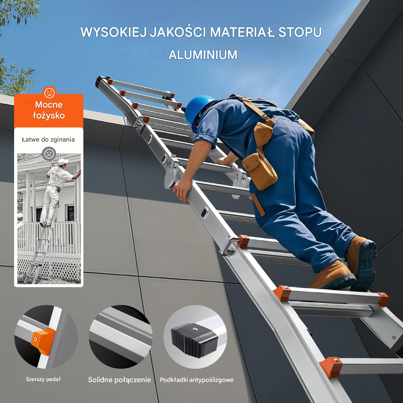Drabina składana teleskopowa aluminiowa – 4 m - obrazek 6