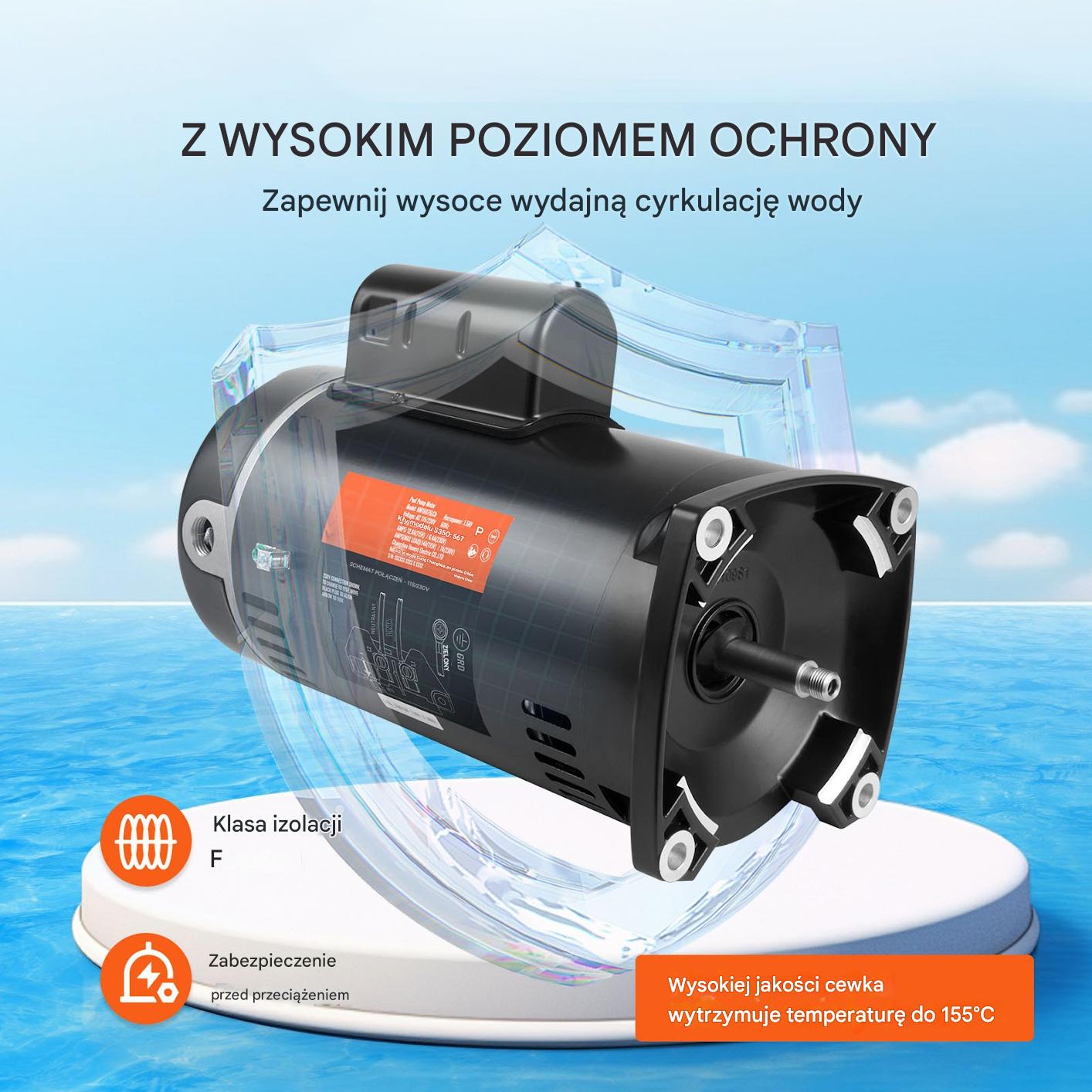 Silnik do Pompy Basenowej 1,5KM 115/230V 3450 obr. profesjonalny - obrazek 5