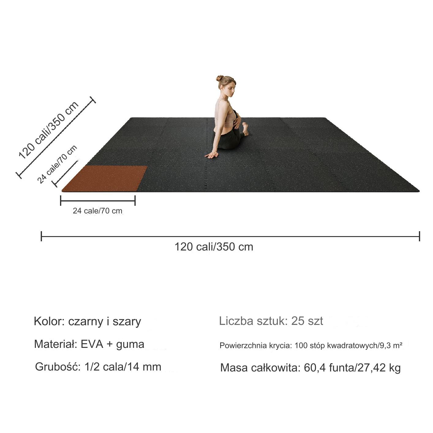 Mata do ćwiczeń 60x60cm 25szt EVA pianka łączone wodoodporne garaż siłownia - obrazek 2
