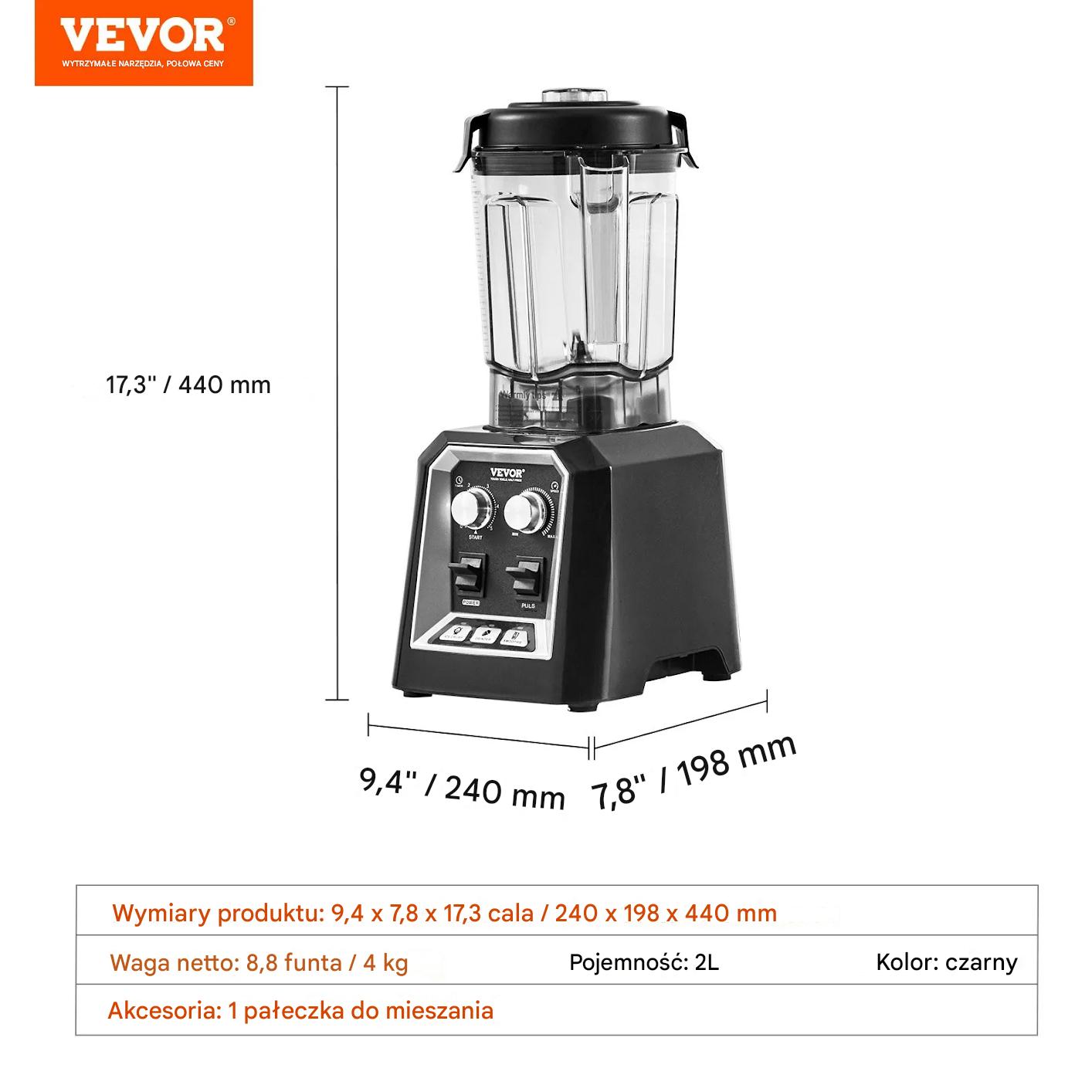 Blender gastronomiczny kielichowy 2l stalowy 3 funkcje smoothie lód - obrazek 2