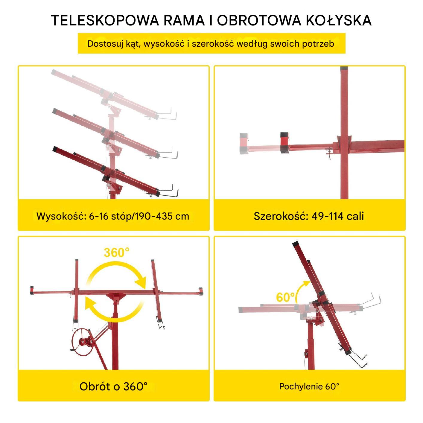 Podnośnik do Płyt Gipsowych 435 cm 68 kg - obrazek 3