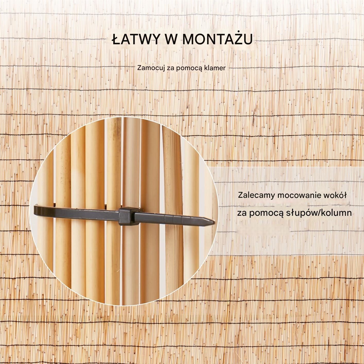 Mata trzcinowa naturalna, parawan 5x1,2 m, 2 szt., osłona prywatności - obrazek 5