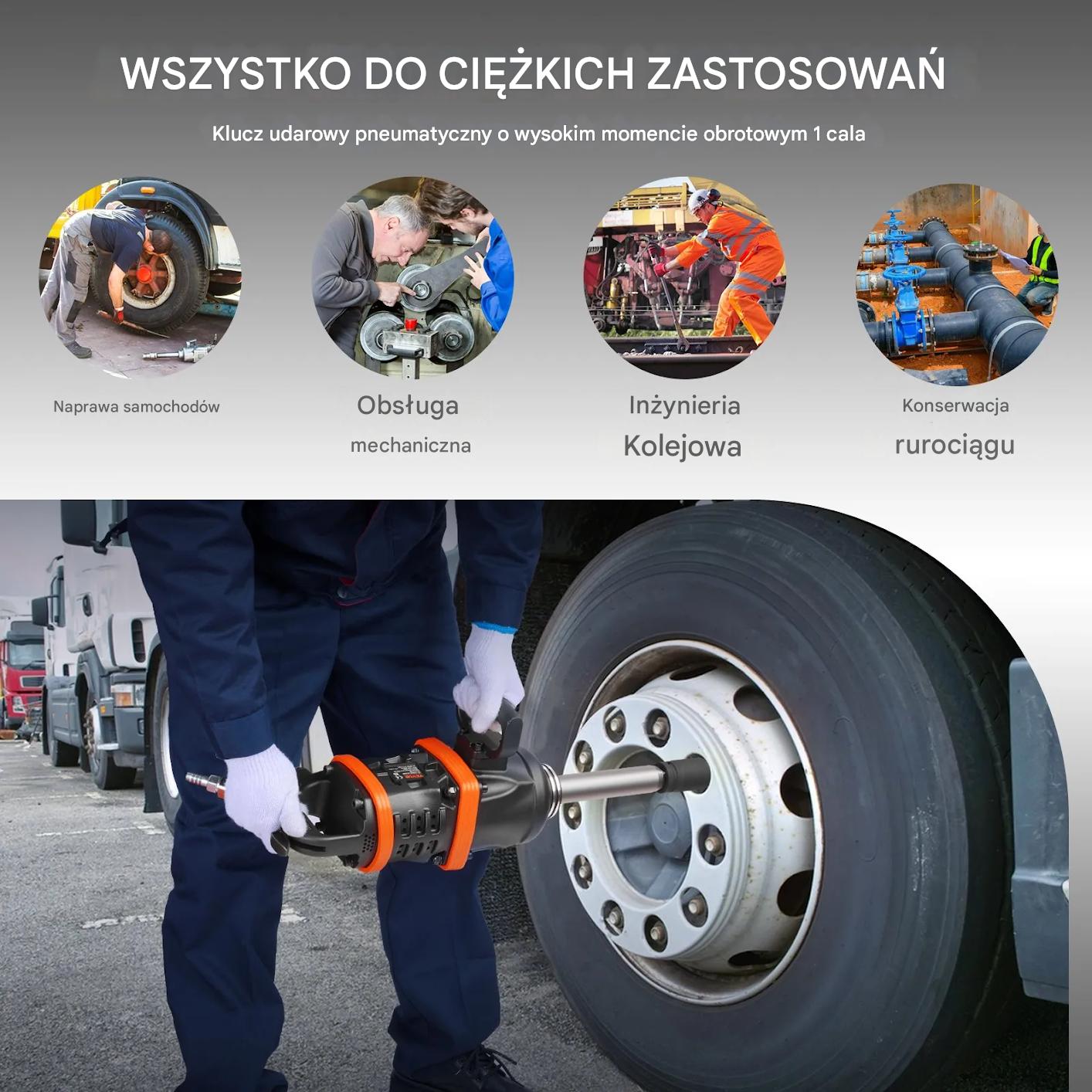 Klucz udarowy 1" 7000Nm pneumatyczny do ciężkich prac warsztat serwis - obrazek 6