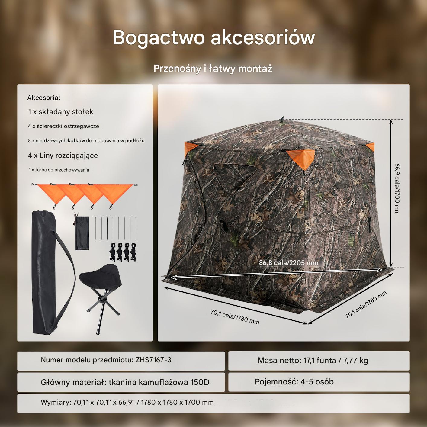 Zasłona myśliwska 270° 4-5 os. jednokierunkowa siatka do polowania - obrazek 2