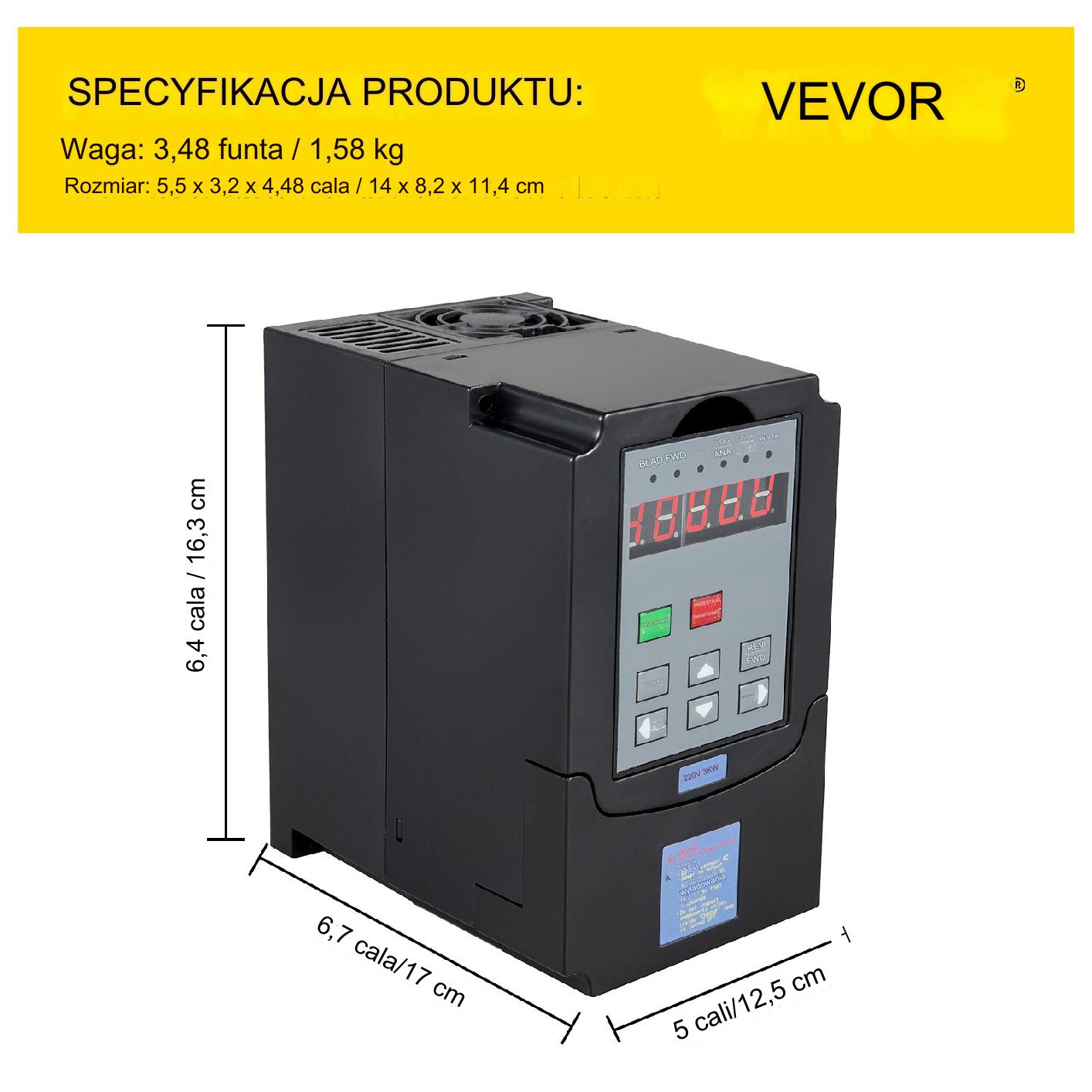 Falownik przetwornica inwerter 3,0 kW 220 V trójfazowy - obrazek 2