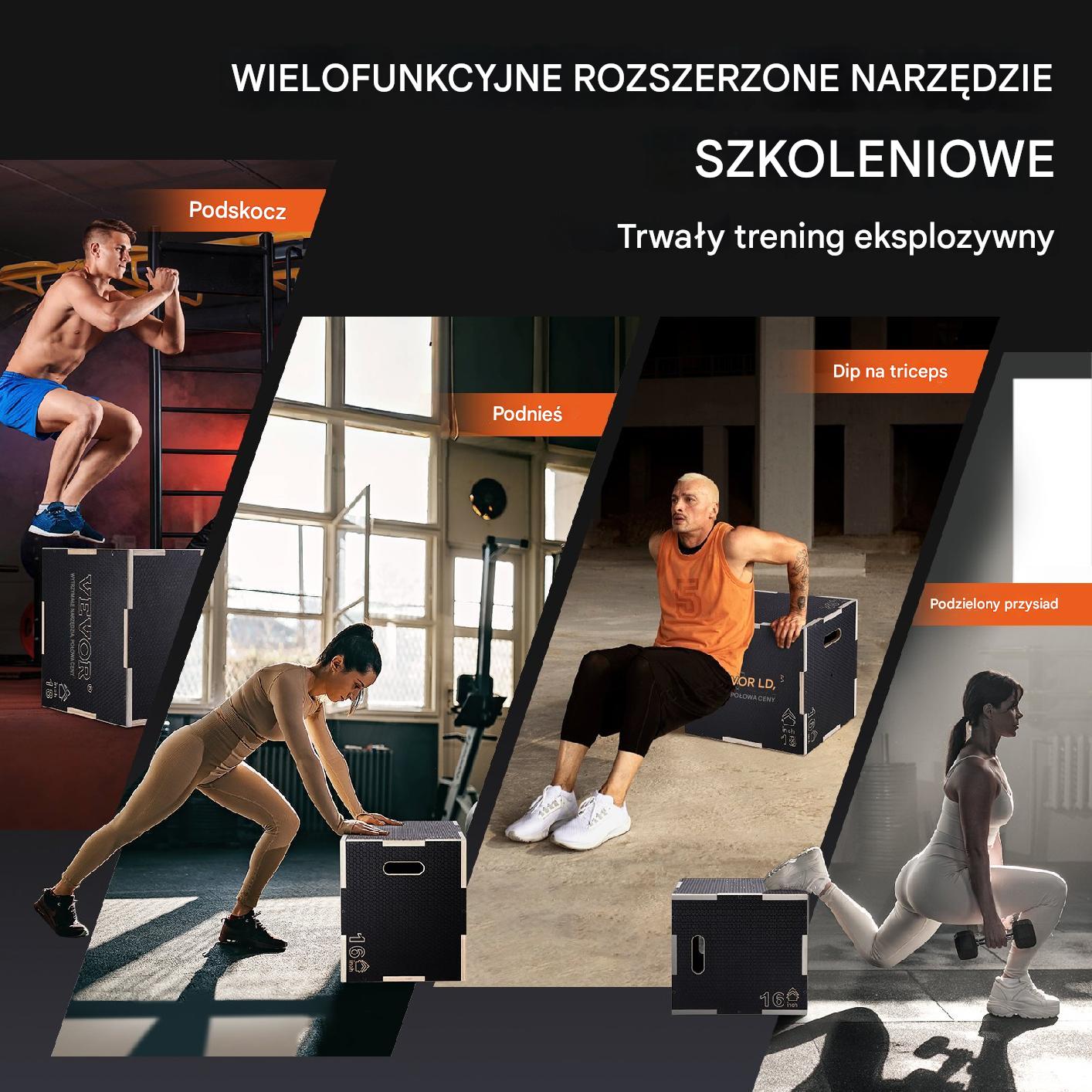 Skrzynia crossfit plyometryczna JUMP BOX 3w1 40 x 45 x 50 cm - obrazek 4