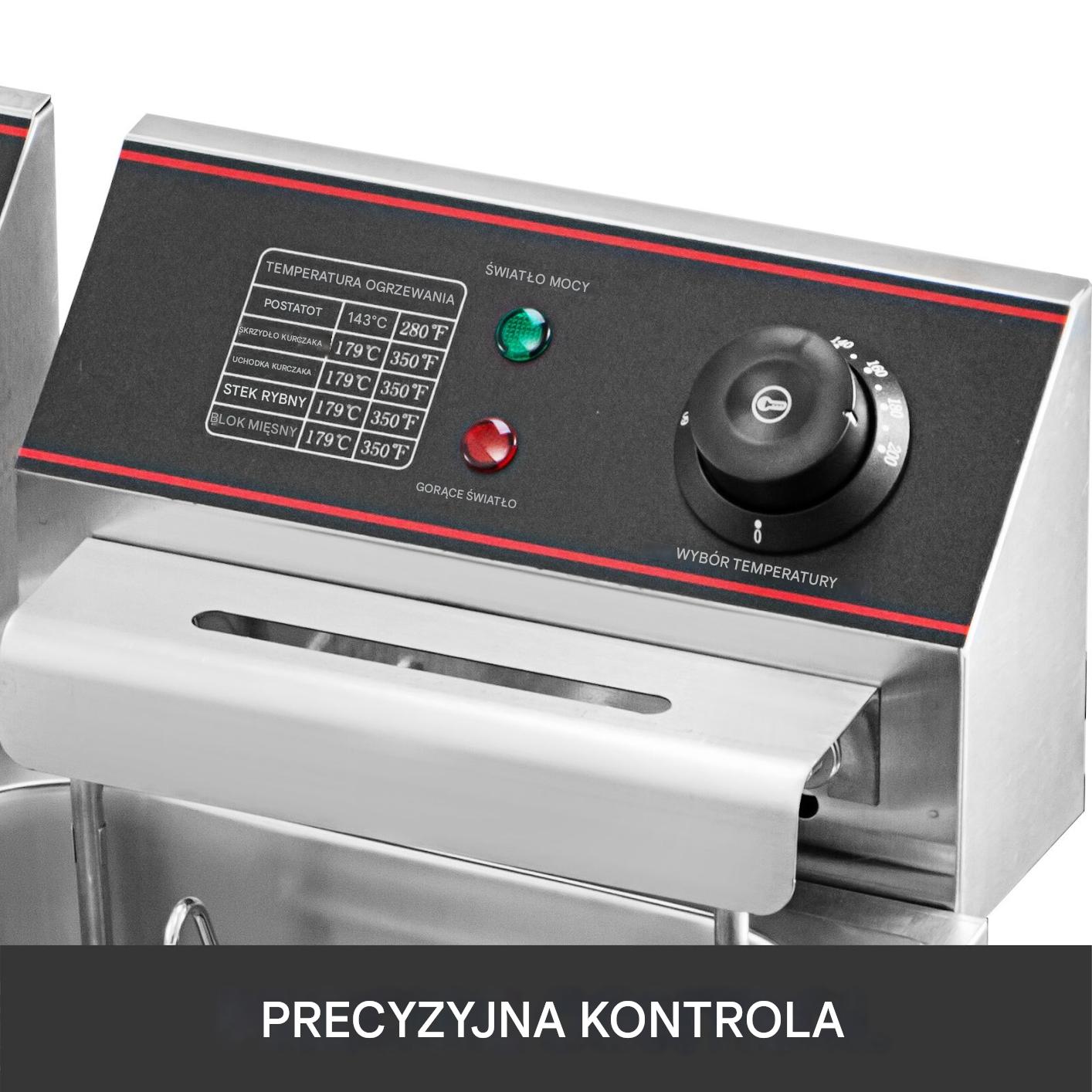 Frytkownica elektryczna nastawna 2-komorowa gastronomiczna 12 L 5000 W - obrazek 4