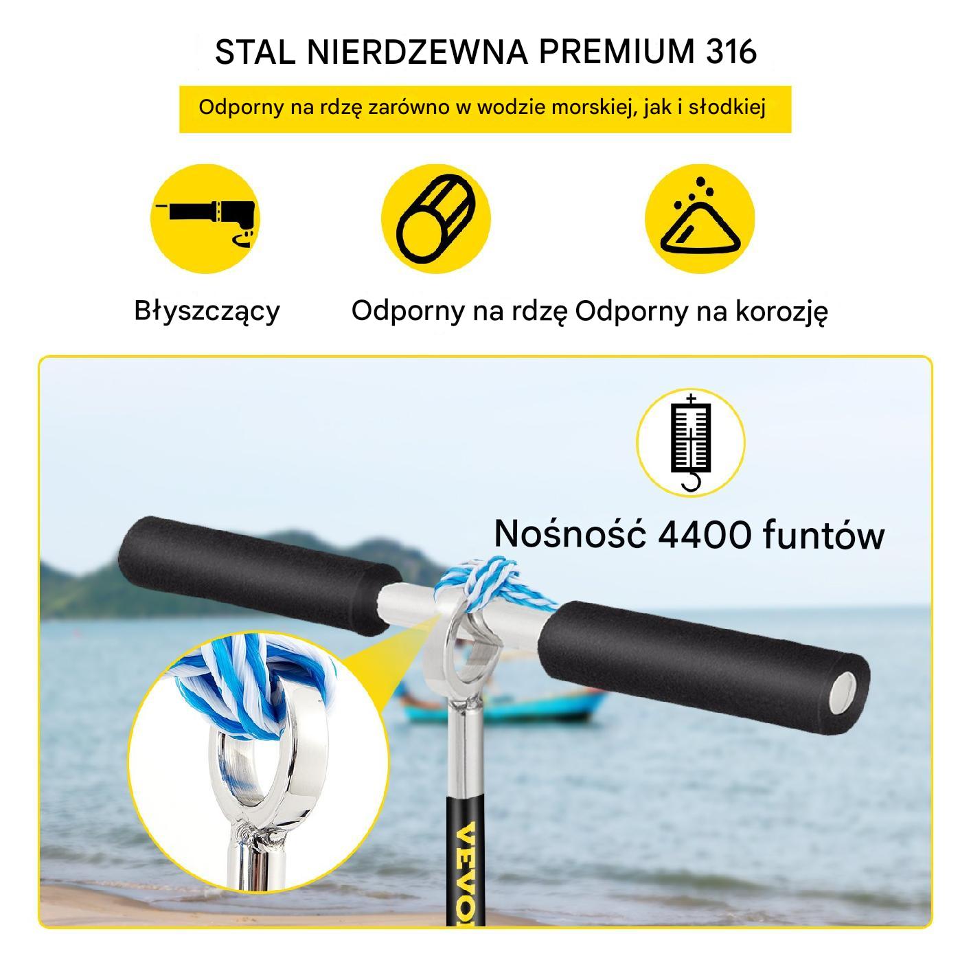 Kotwica do piasku 90 cm – śruba do mocowania pontonu, kajaka, łodzi - obrazek 4