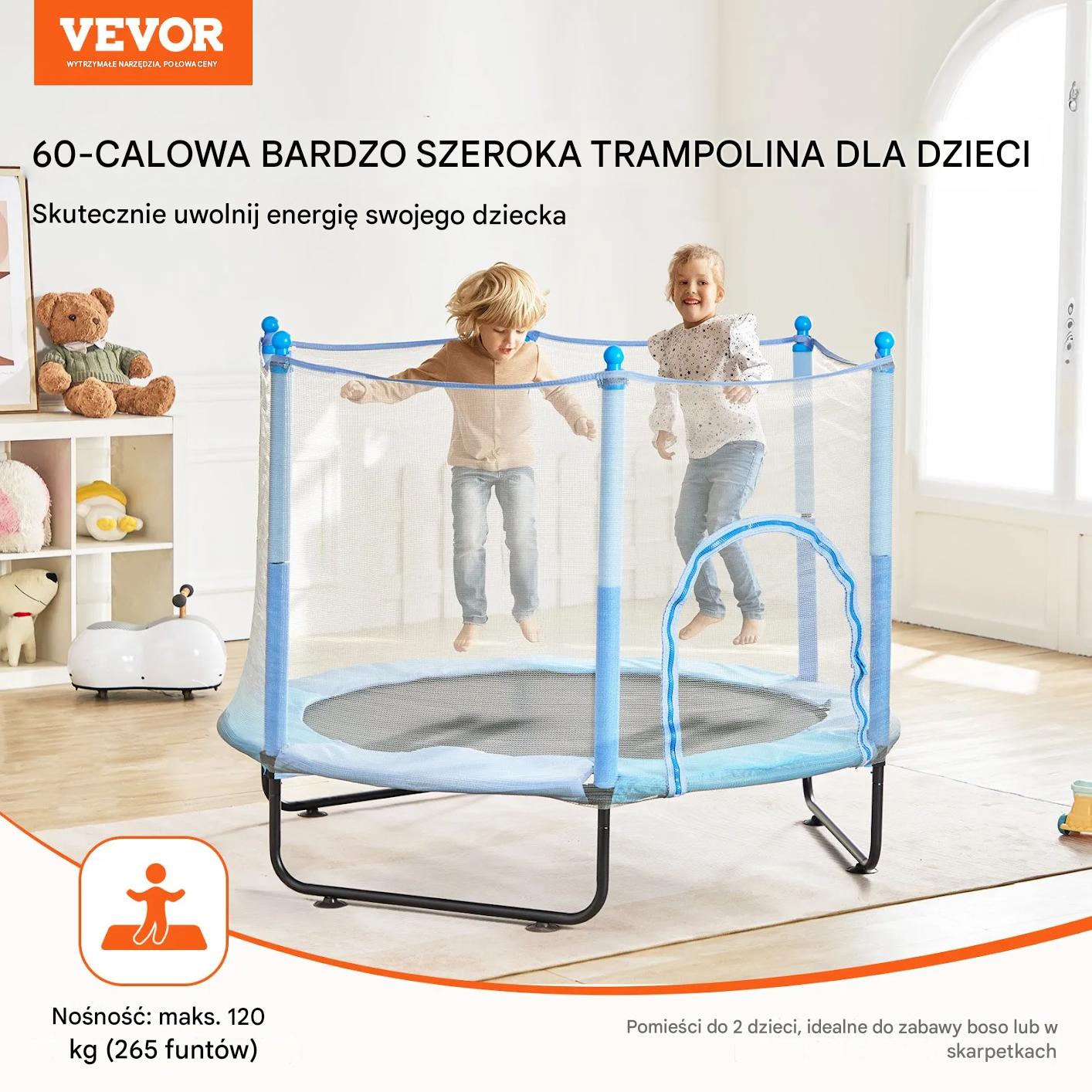 Trampolina dla dzieci z siatką mini ogrodowa i domowa z akcesoriami - obrazek 3
