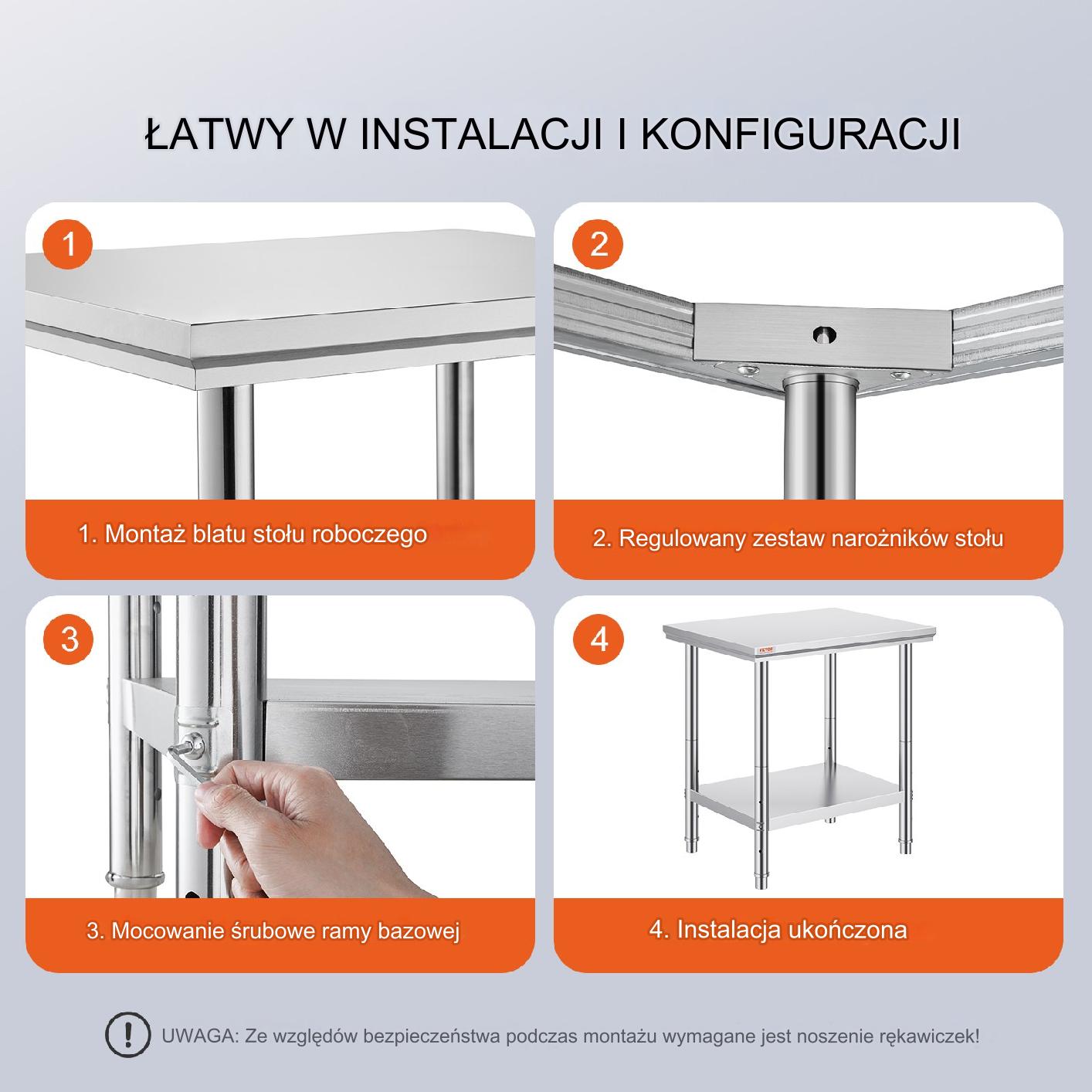 Stół Roboczy ze Stali Nierdzewnej – do Warsztatu i Gastronomii 60x76x80 cm - obrazek 5
