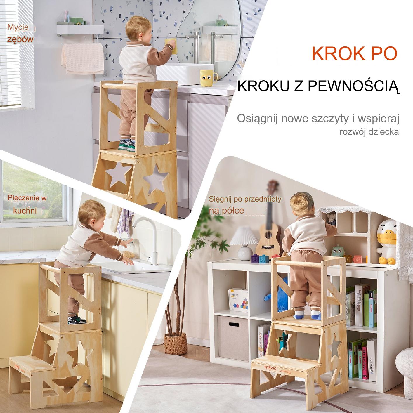 POMOCNIK KUCHENNY PODEST STOŁEK DZIECIĘCY DREWNO - obrazek 6