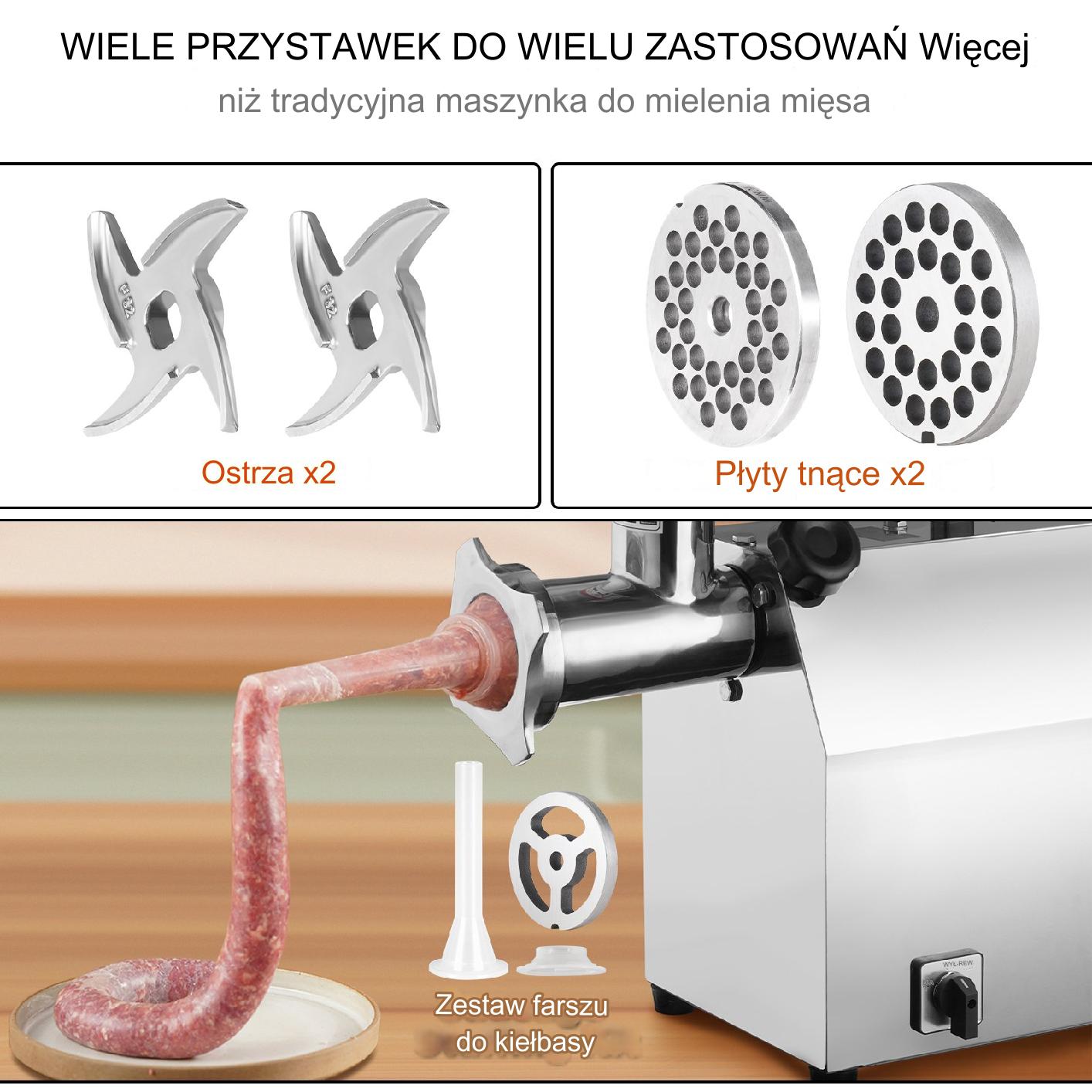 Przemysłowa Elektryczna Maszynka do Mielenia Mięsa 650 W (4600 W Max) - obrazek 7