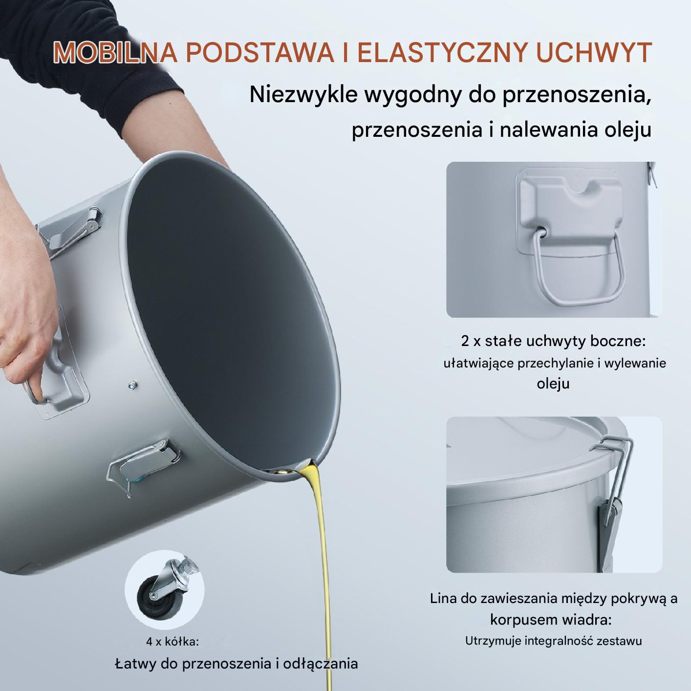 Wiadro na Tłuszcz do Frytkownic Fryturę 37 Litrów szare - obrazek 4