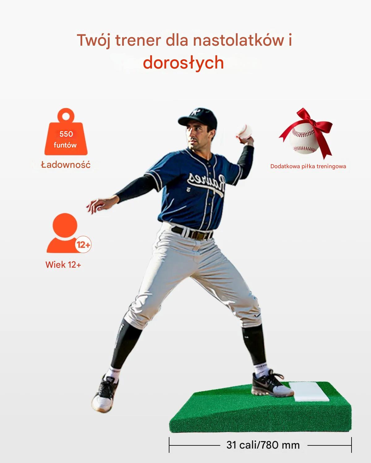 Stanowisko do baseballu 79 cm przenośna mata antyfade trening dla miotaczy - obrazek 3
