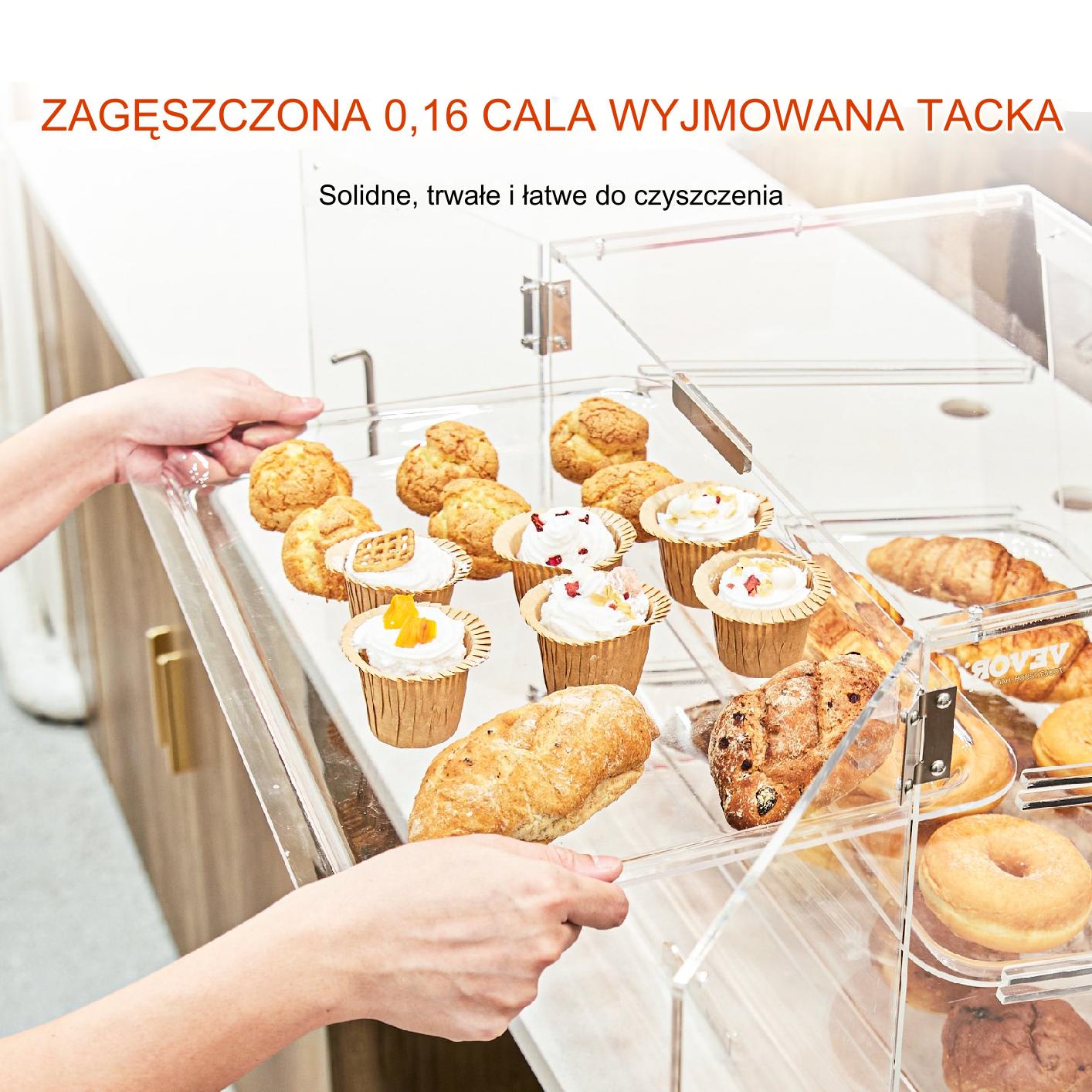 Witryna bufetowa ekspozycyjna 2 poziomy 55,8 x 35,6 x 35,6 cm ciasta - obrazek 3