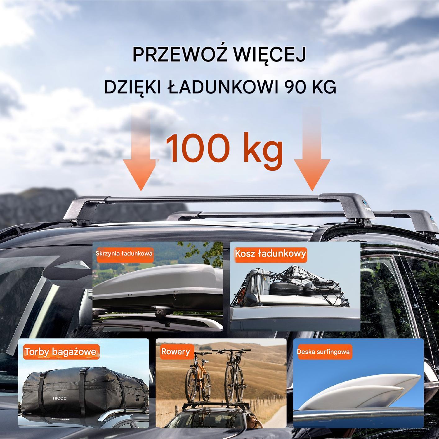 Bagażnik dachowy na relingi belki poprzeczki dachowe uniwersalny 129-135cm - obrazek 6