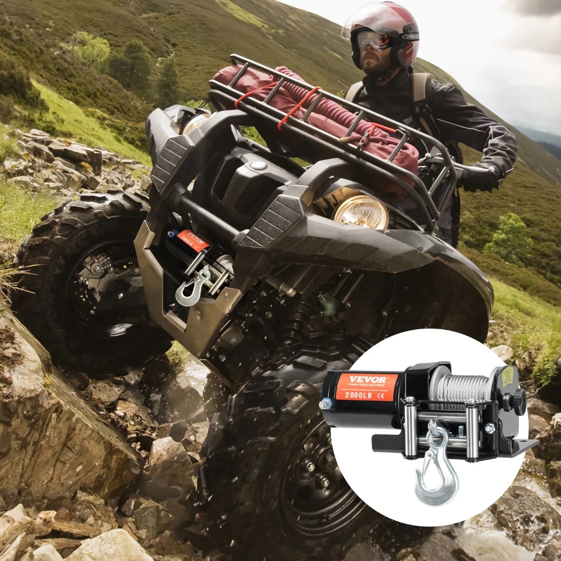 Wyciągarka elektryczna ATV UTV udźwig do 907 kg stalowy kabel wodoodporna - obrazek 2