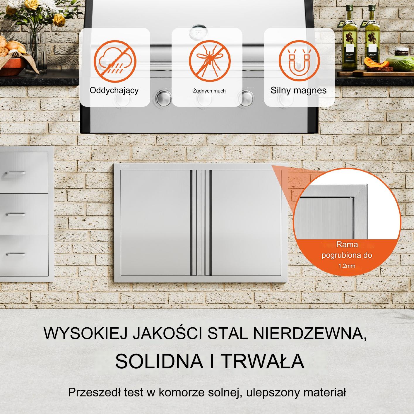 Drzwi do Grilla 774x532 Podwójne Stal Nierdzewna Uchwyty Wpuszczane Kuchnia - obrazek 3