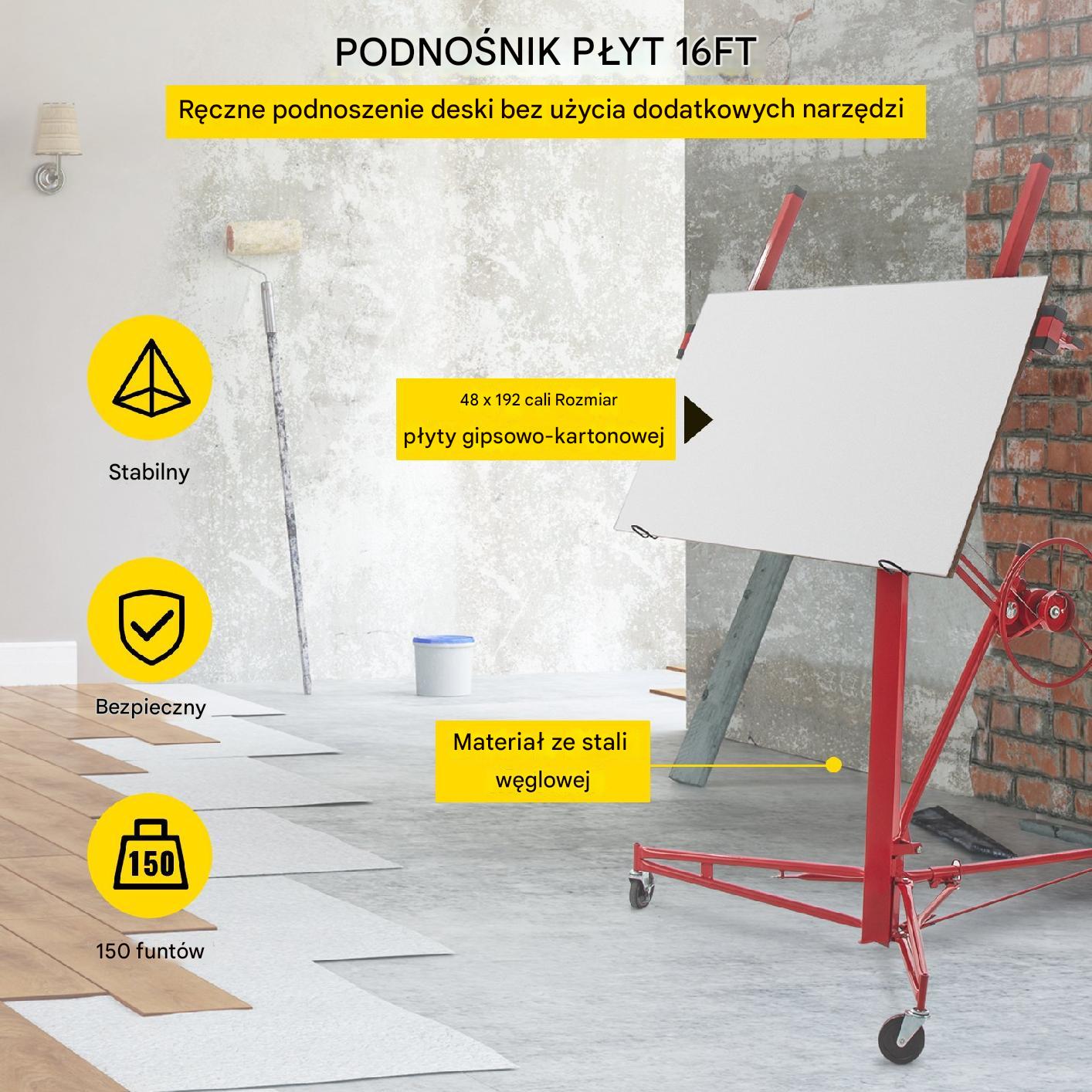 Podnośnik do Płyt Gipsowych 435 cm 68 kg - obrazek 7