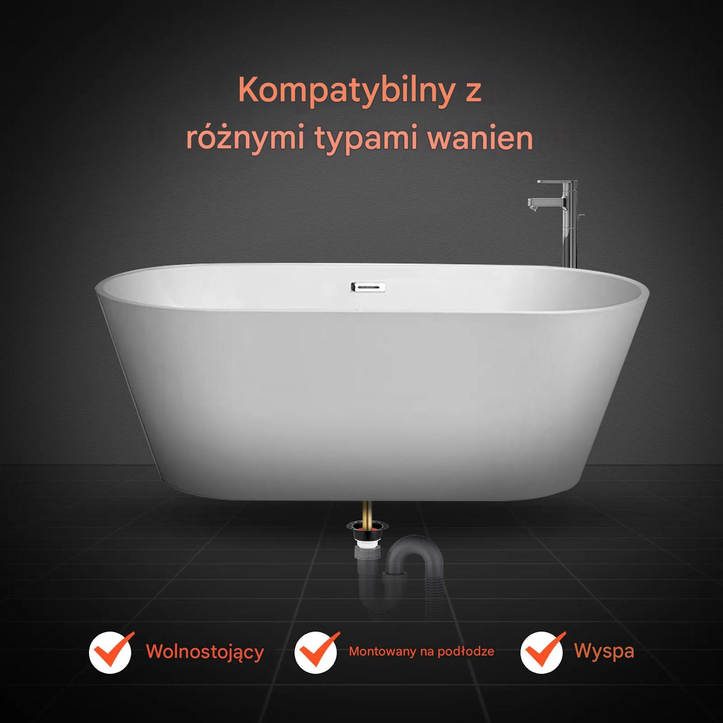 Odpływ do wanny wolnostojącej zestaw PVC z rurami mosiężnymi - obrazek 3