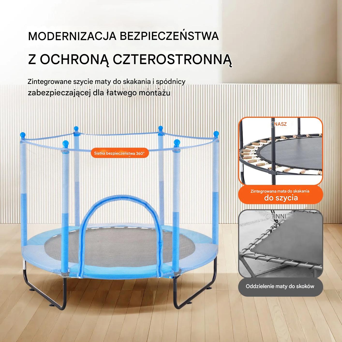 Trampolina dla dzieci z siatką mini ogrodowa i domowa z akcesoriami - obrazek 7