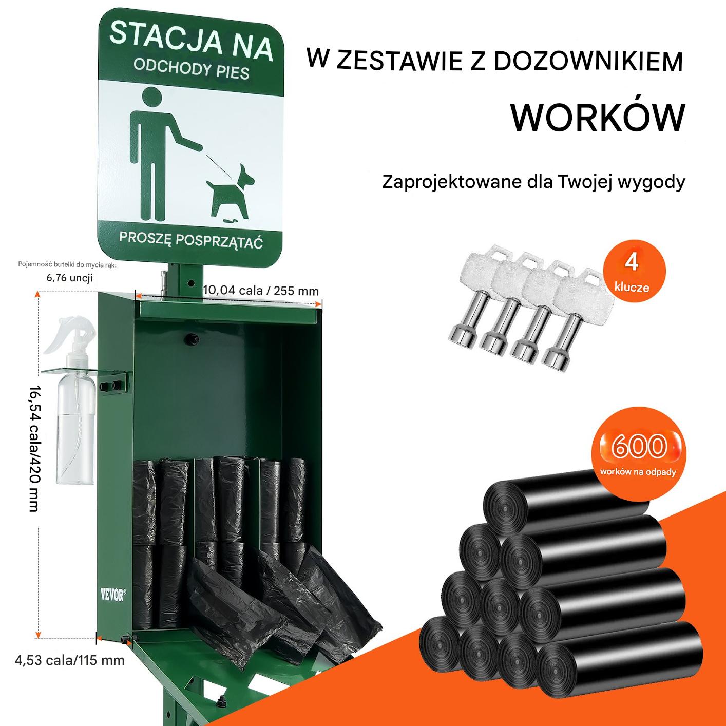 Kosz stacja na psie odchody parkowy osiedlowy Dystrybutor na psie odchody - obrazek 3
