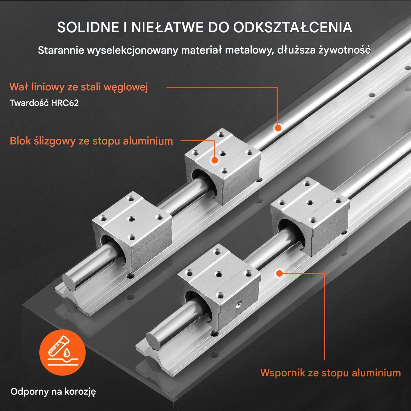 Zestaw prowadnic liniowych Prowadnica liniowa Szyna 2x800 mm - obrazek 6