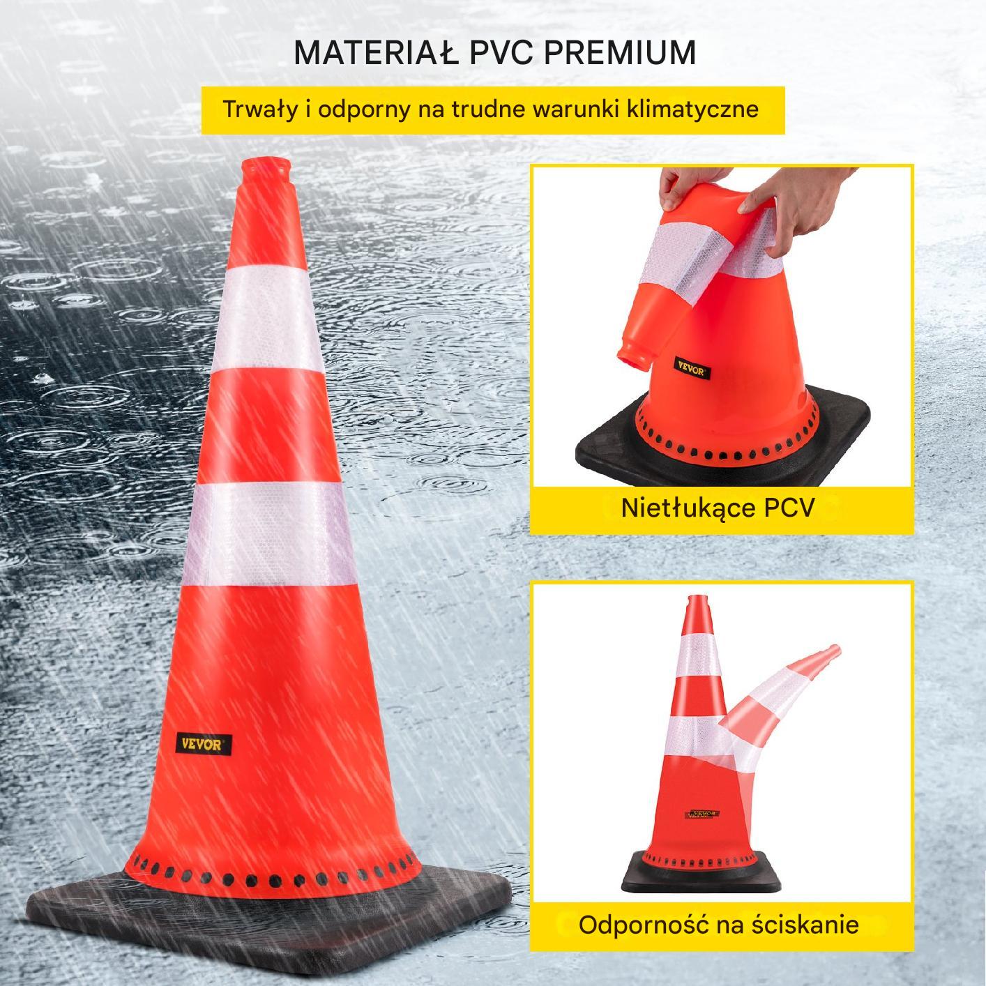 Pachołki drogowe 8 szt. 76 cm PVC 2 odblaski – do parkowania - obrazek 6