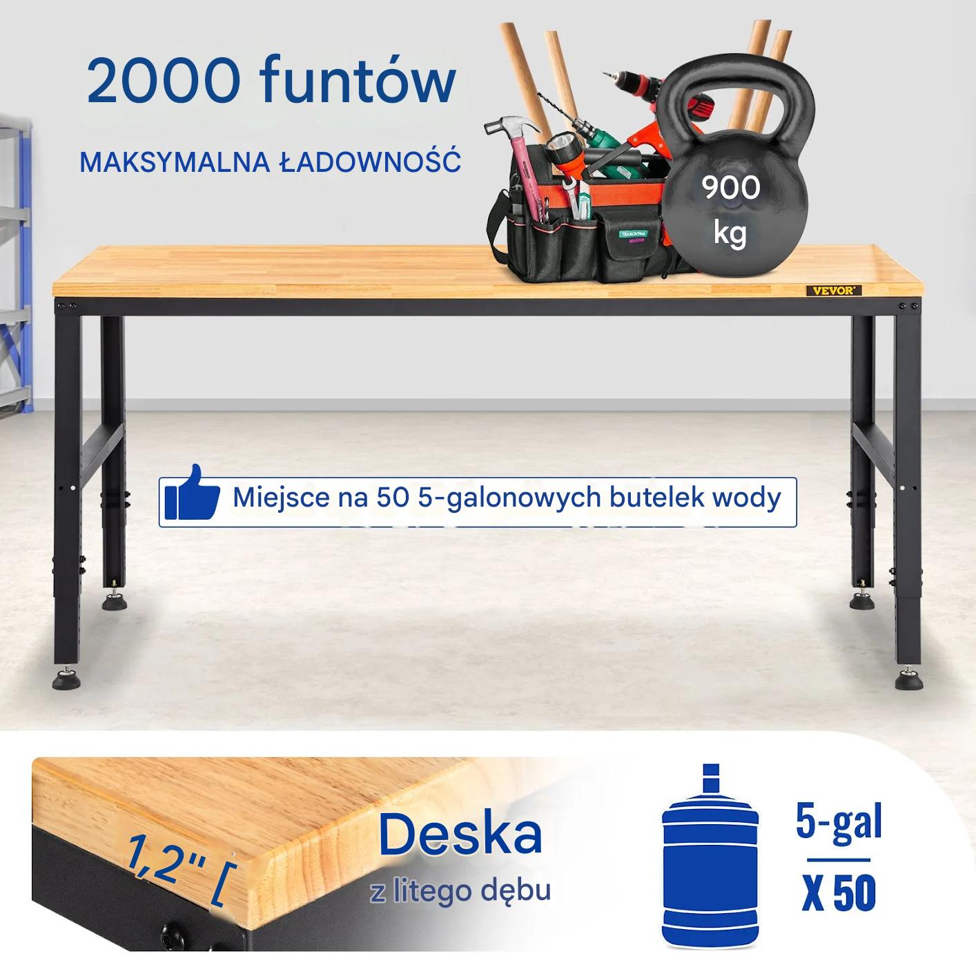 Stół roboczy warsztatowy garażowy z gniazdkiem elektrycznym 155x51x91cm - obrazek 7