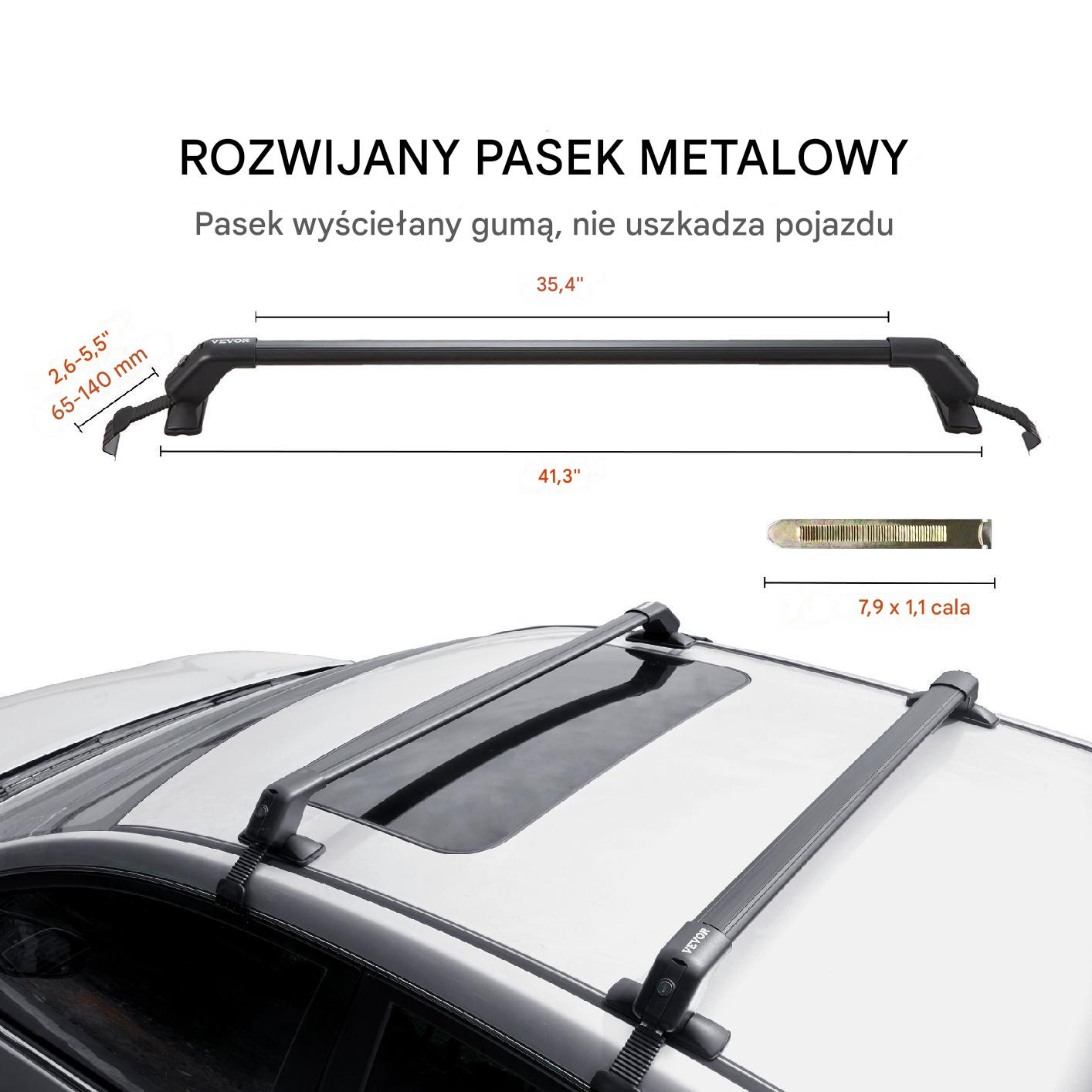 Bagażnik dachowy na relingi belki poprzeczki dachowe uniwersalny 105 cm - obrazek 3