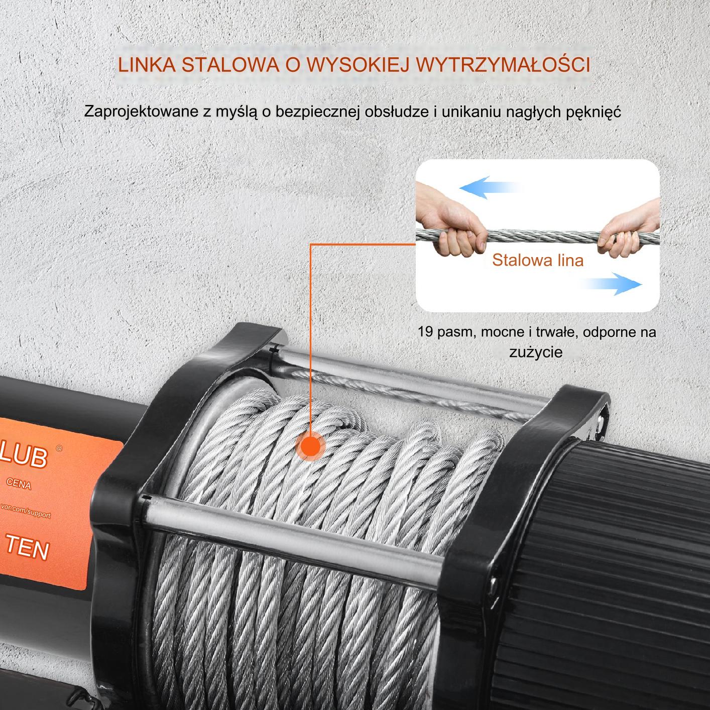 Elektryczna Wciągarka Samochodowa 2000 kg Stalowa Lina - obrazek 3