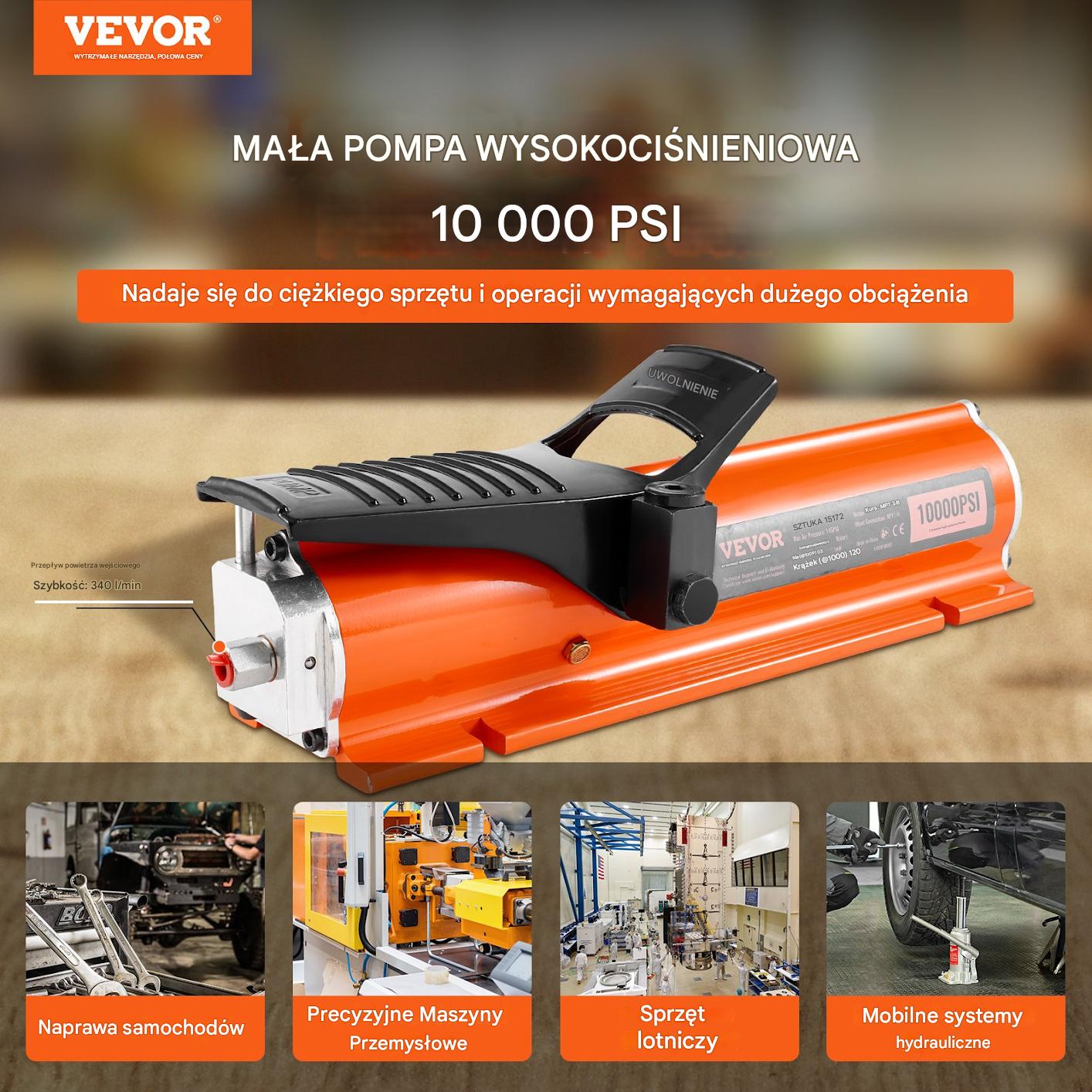 Pompa Hydrauliczna Nożna Pojemność 0,69 L 10 000 PSI - obrazek 2