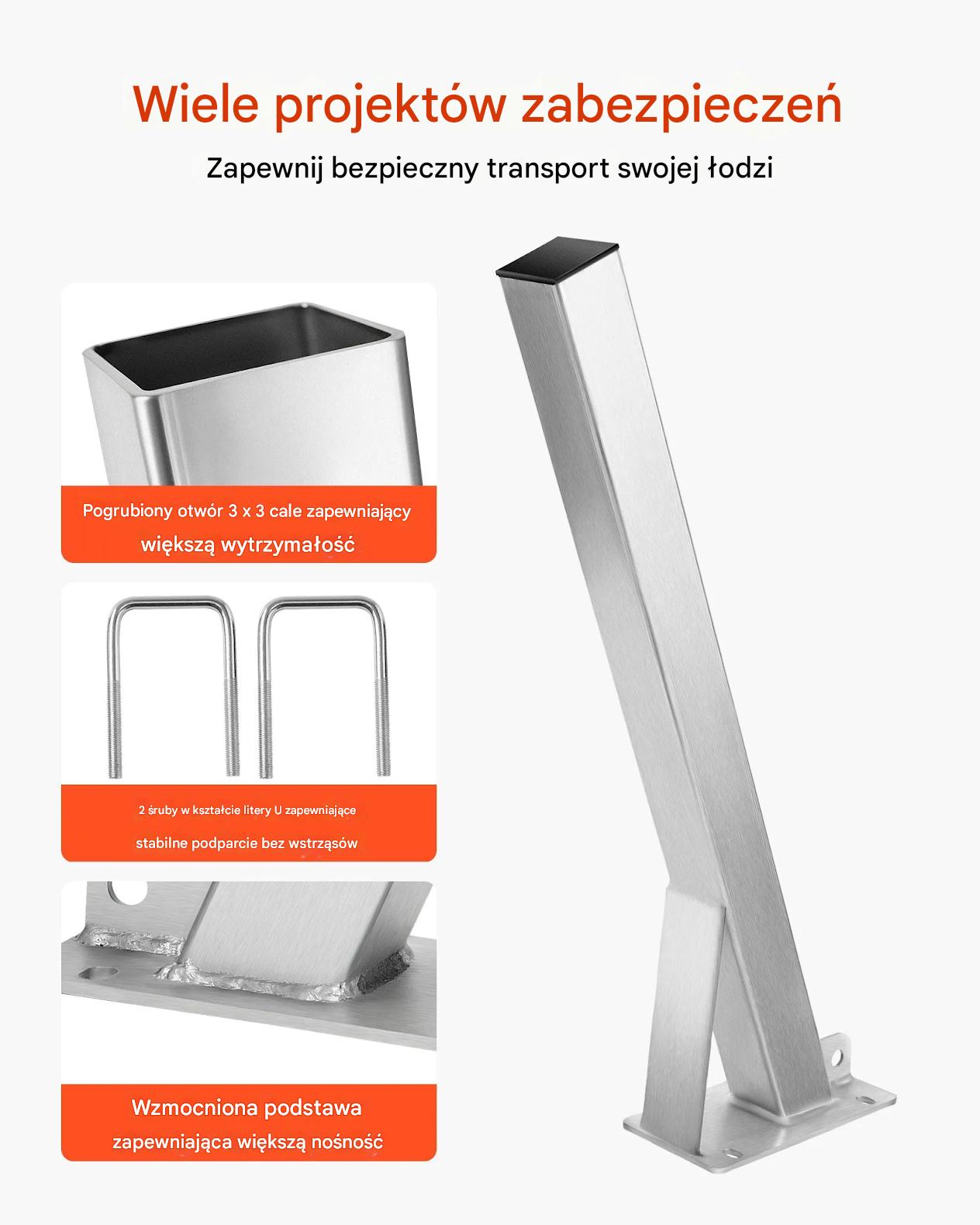 Stojak wyciągarki do przyczepy łodzi 76x76x863 cm ocynk do skutera wodnego - obrazek 5