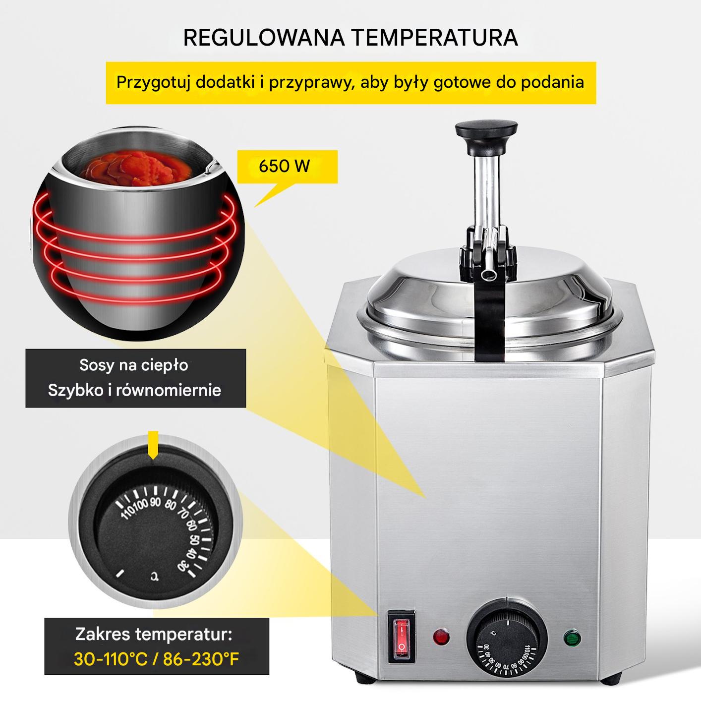 Elektryczny podgrzewacz do czekolady sera z pompką 2,5 L 650W - obrazek 5