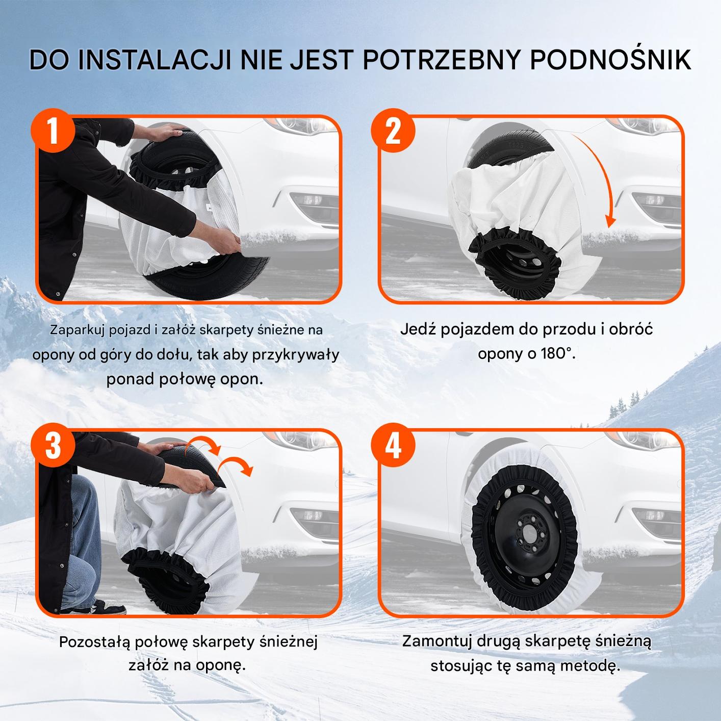 Pokrowce nakładki na opony 2szt – do śniegu i lodu duże - obrazek 7