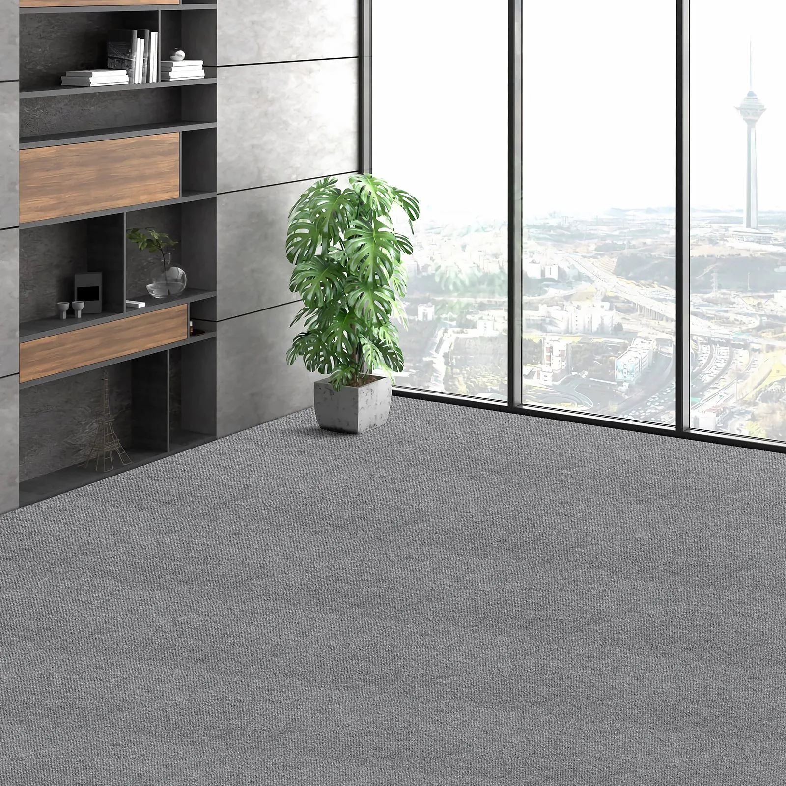 Wykładzina samoprzylepna dywan 610x610 mm 9 szt. łatwy montaż do domu szara - obrazek 7