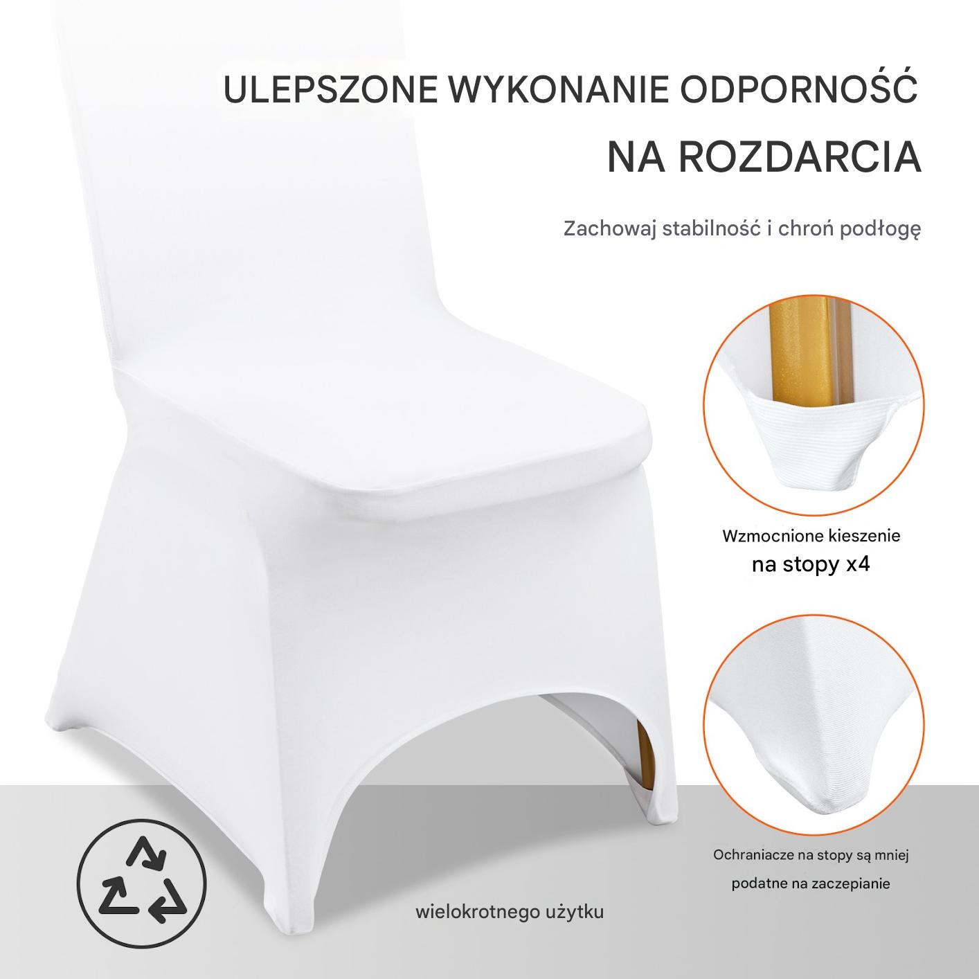 Pokrowiec na krzesło bankietowe ślubne 50 szt. białe - obrazek 3