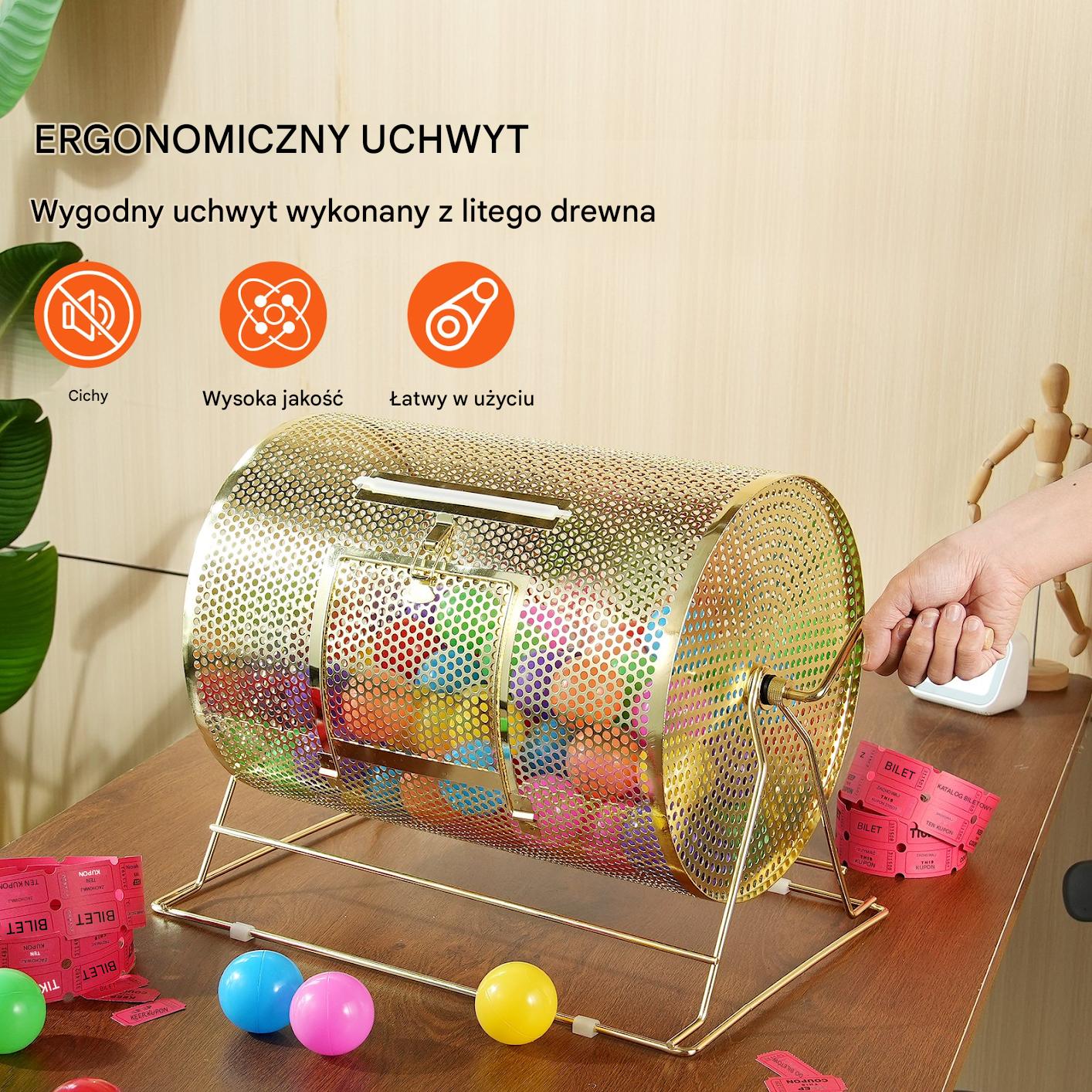Bęben do losowania 41x30cm metalowy na 5000 losów bingo konkurs event - obrazek 5