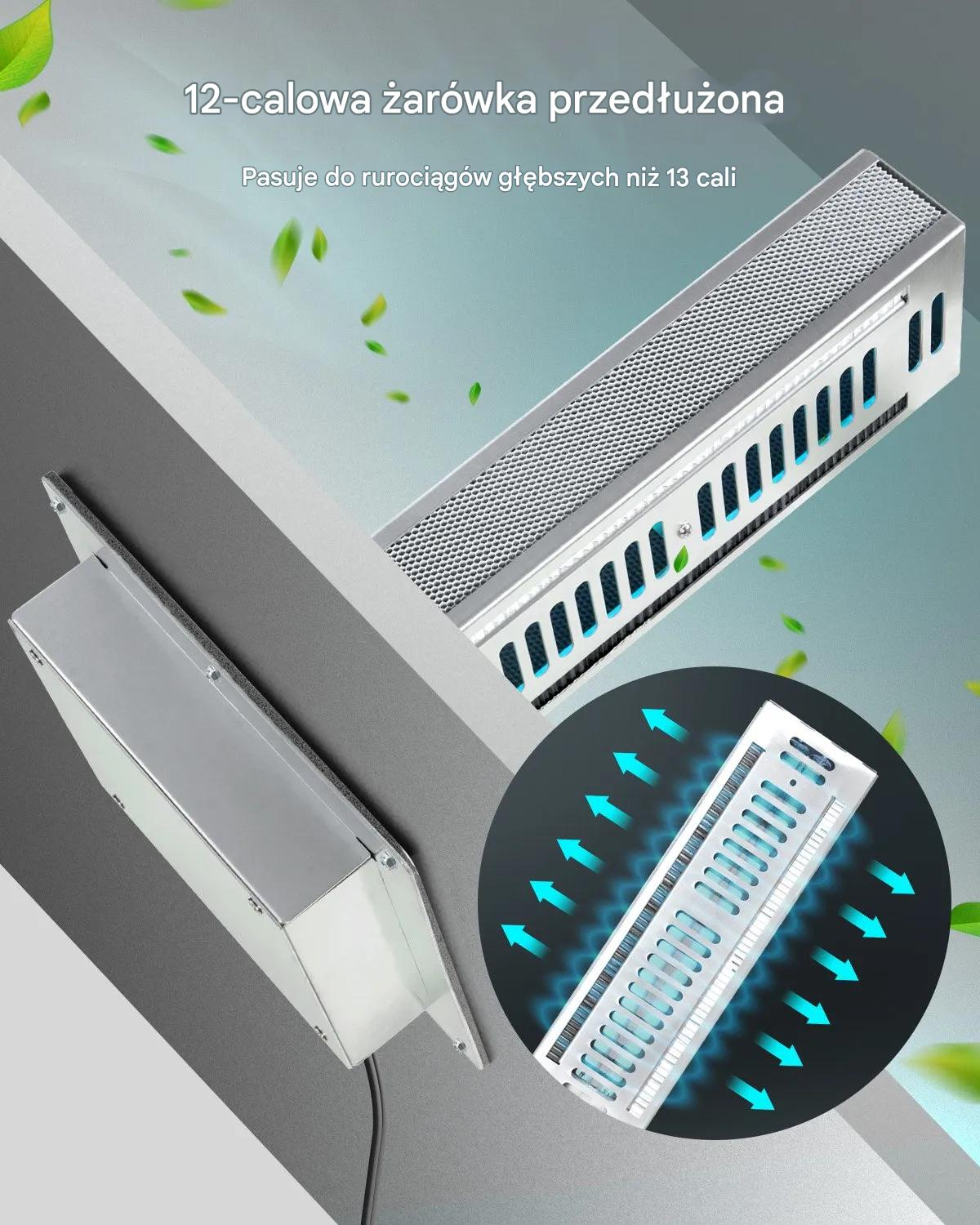 Oczyszczacz powietrza HVAC 24W kanałowy PCO filtr węglowy do klimatyzacji - obrazek 6