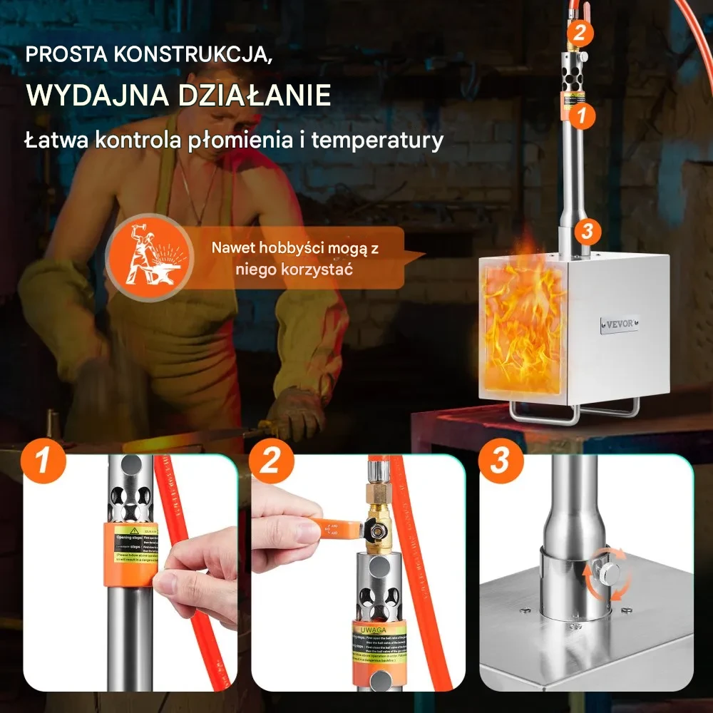 Piec do topienia propanu Metalowy piec gazowy ze stali nierdzewnej 1 palnik - obrazek 3